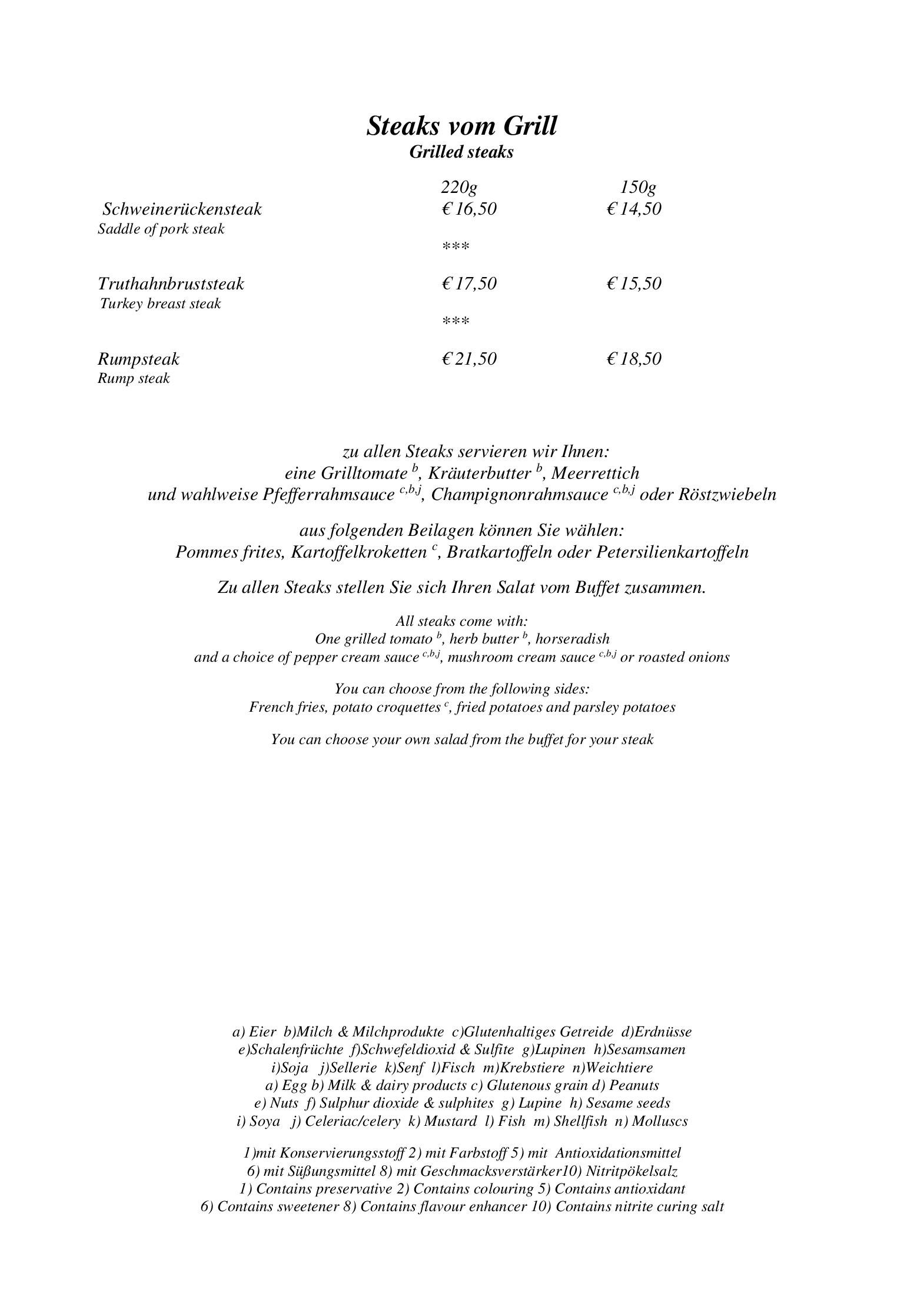Speisekarte