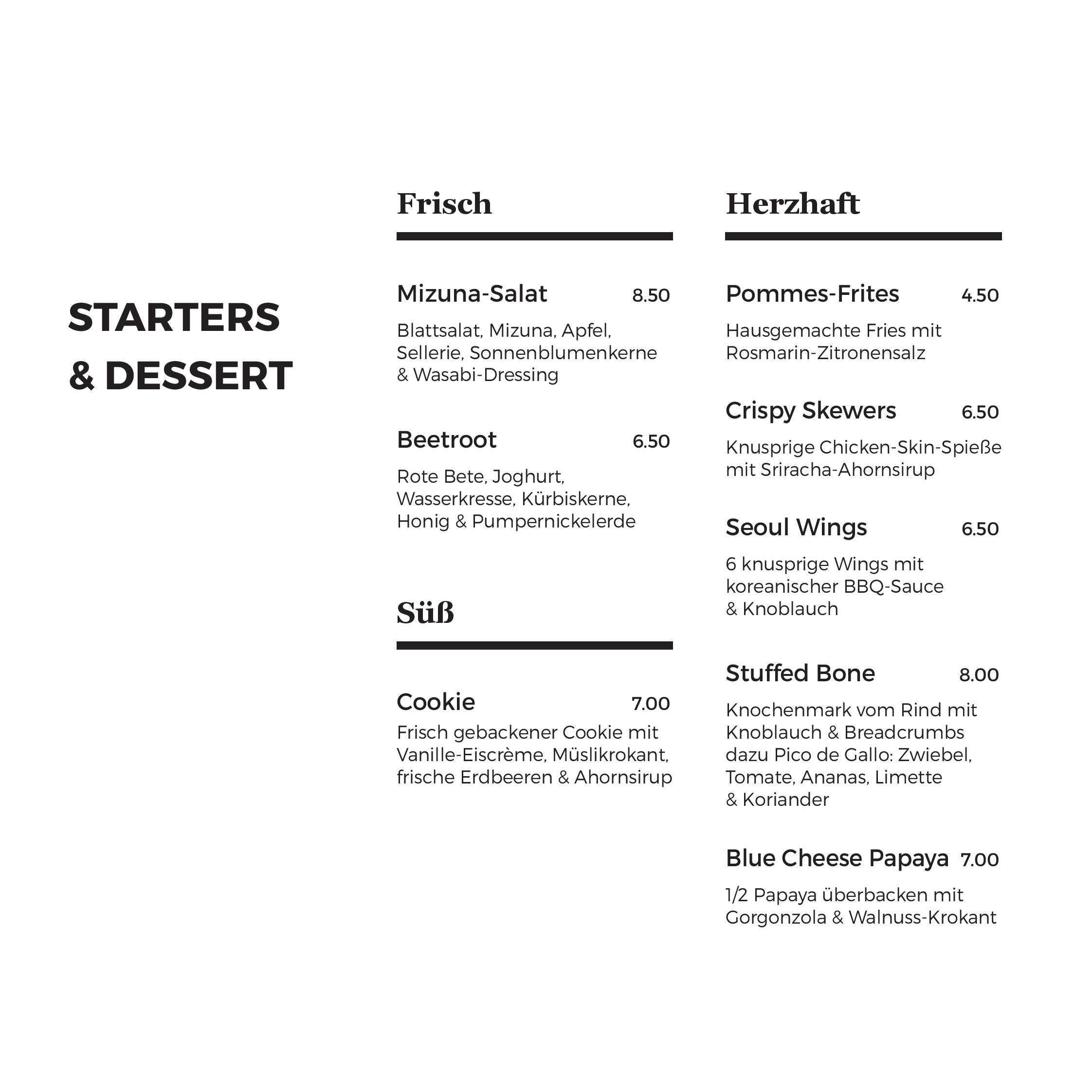 Dinner  Card / Abendkarte