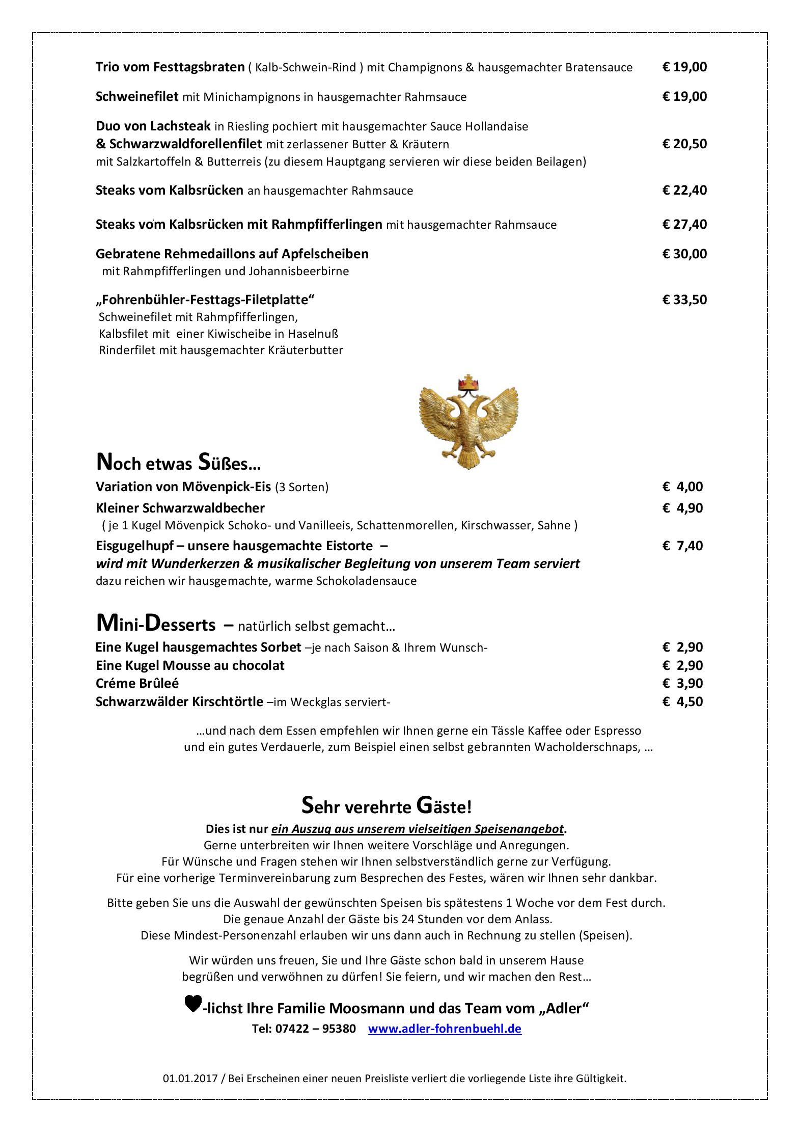 Speisekarte