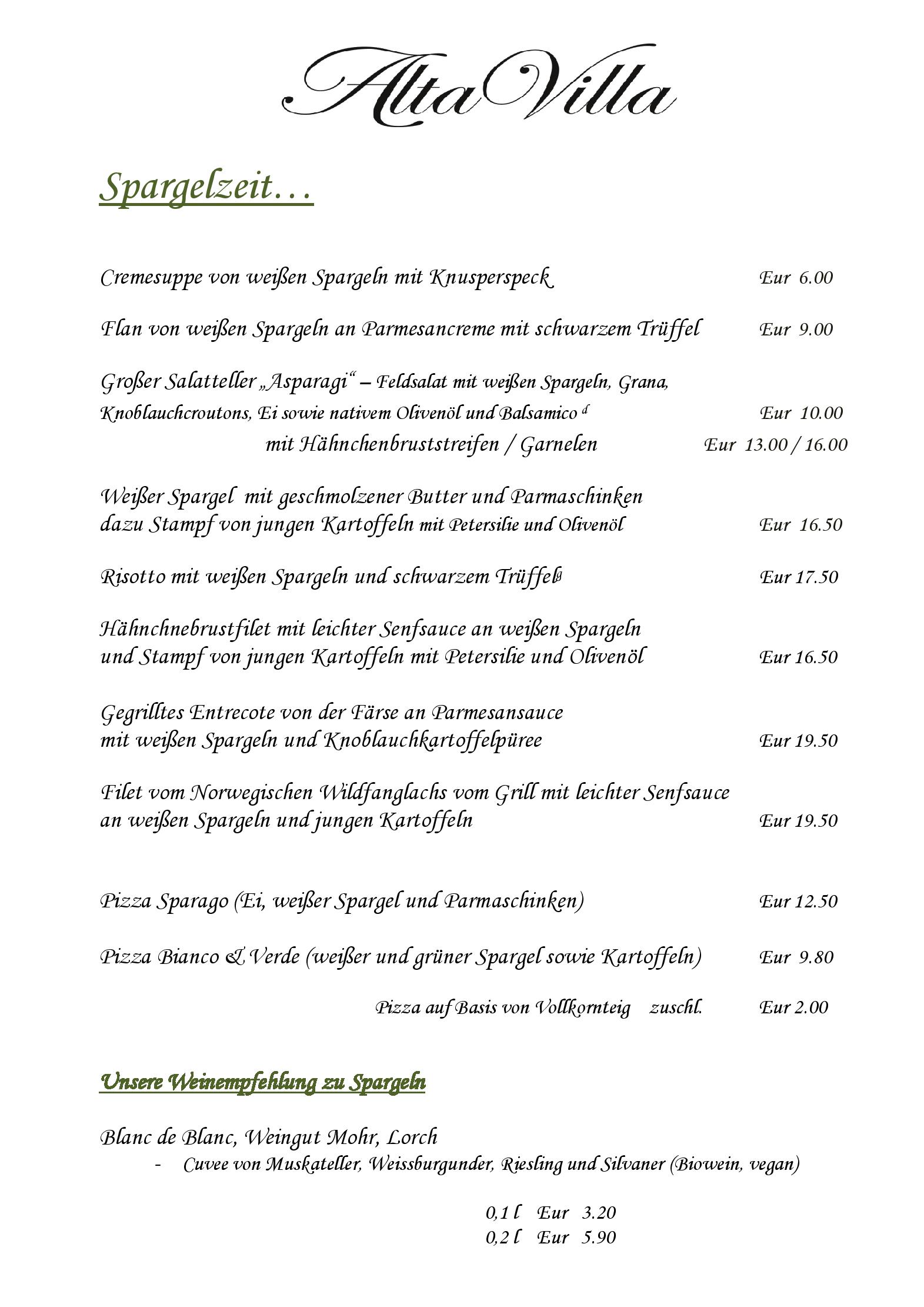 Speisekarte
