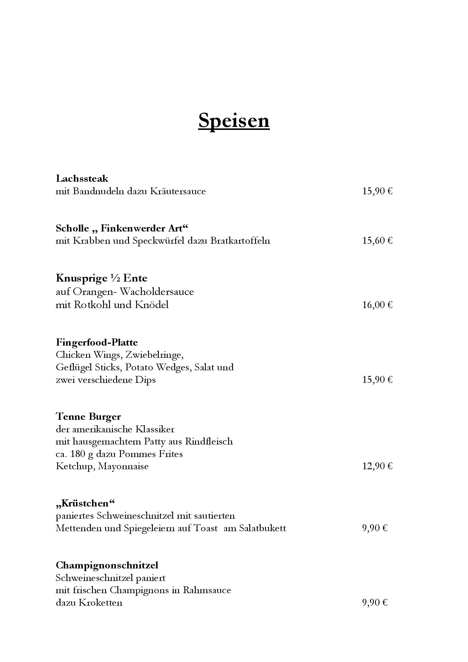 Speisekarte