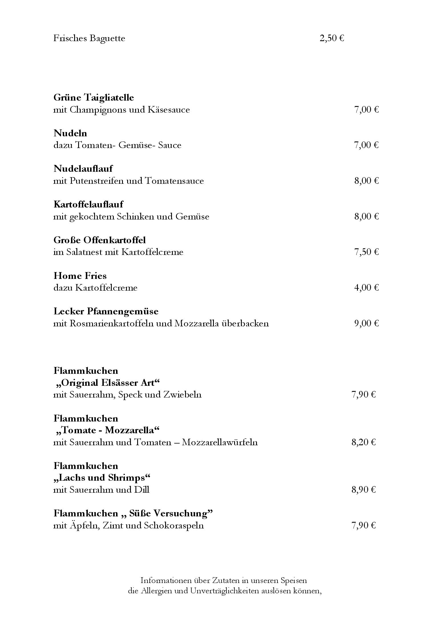 Speisekarte
