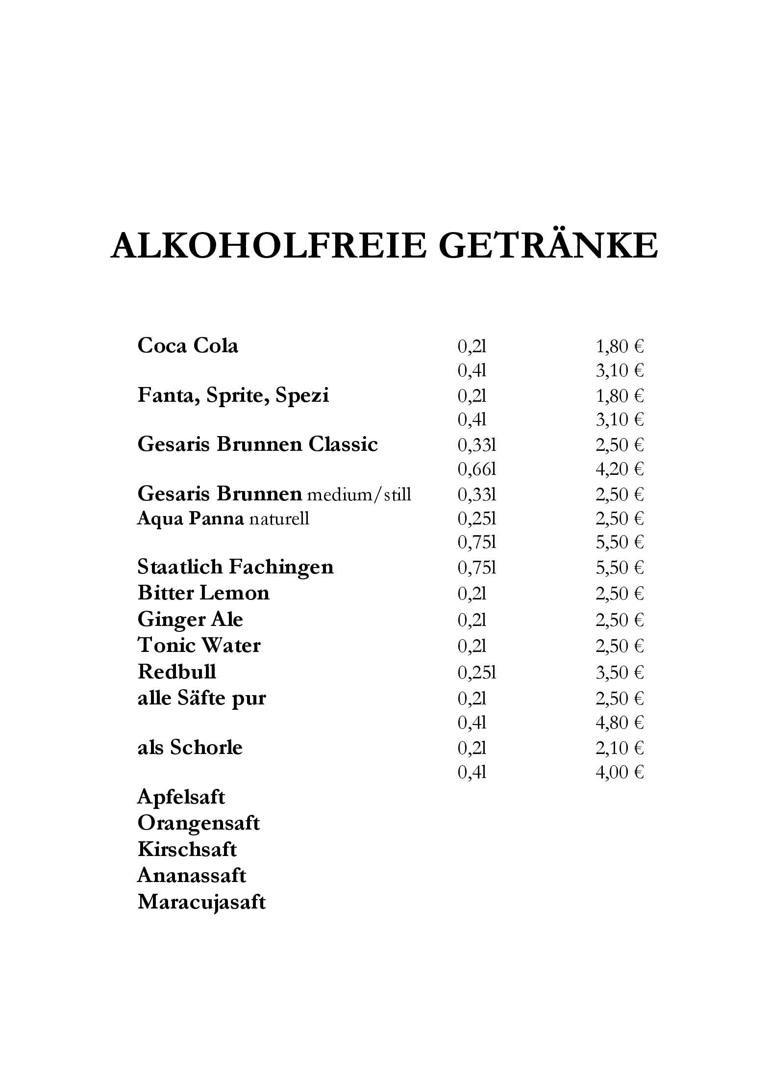 Speisekarte