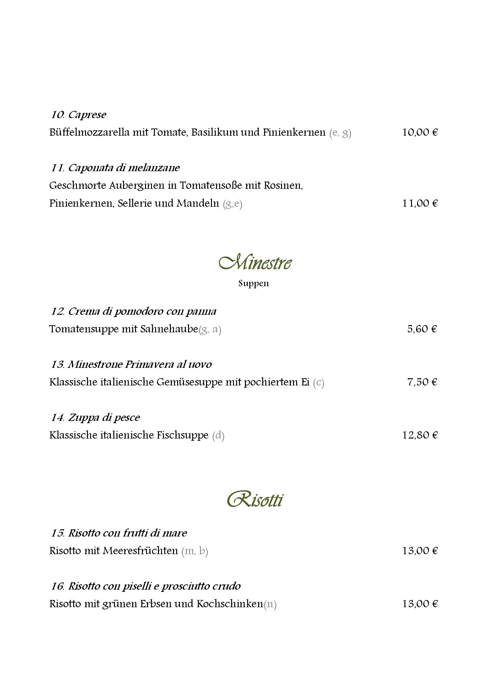 Speisekarte RISTORANTE Bellotto