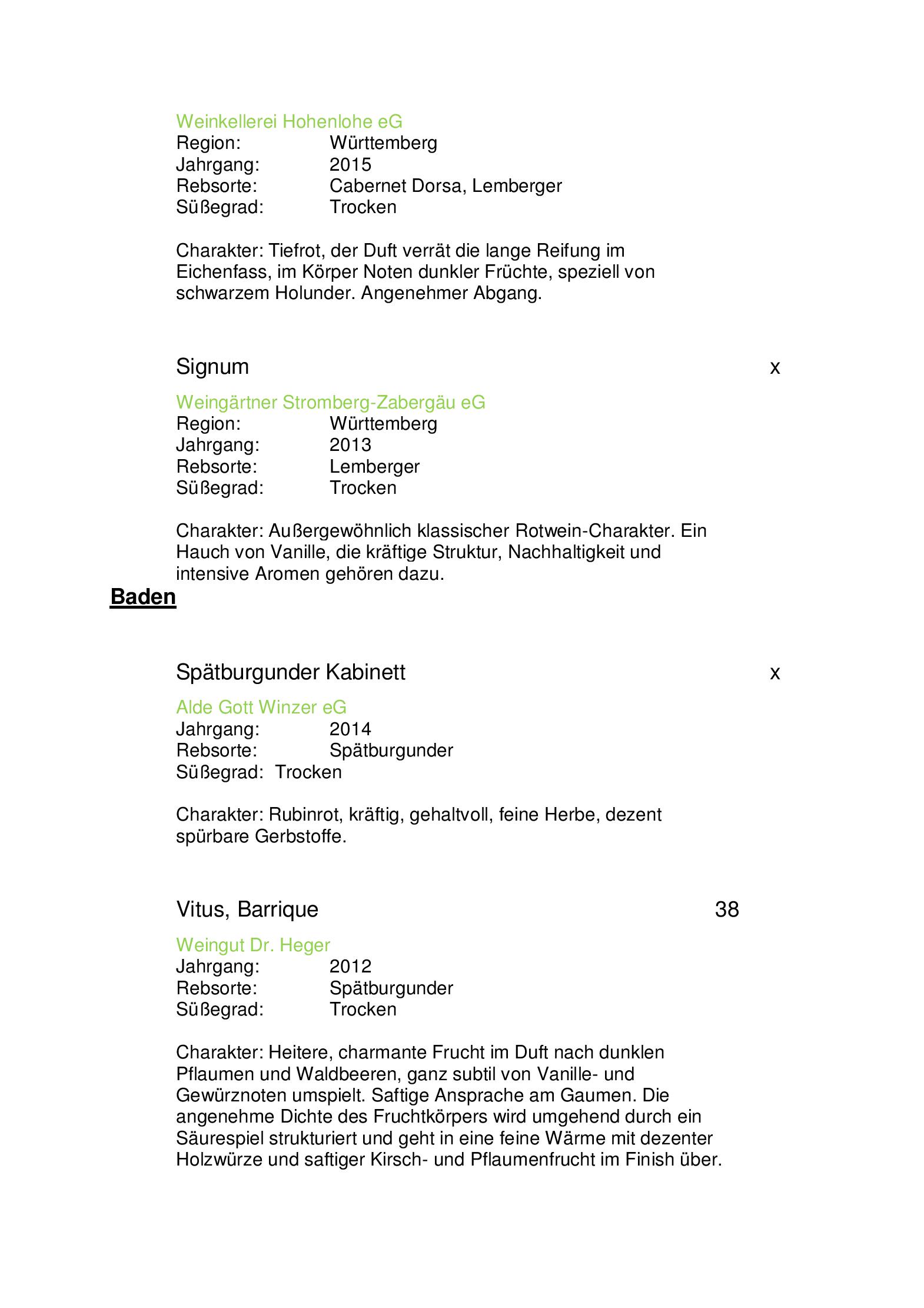 Speisekarte