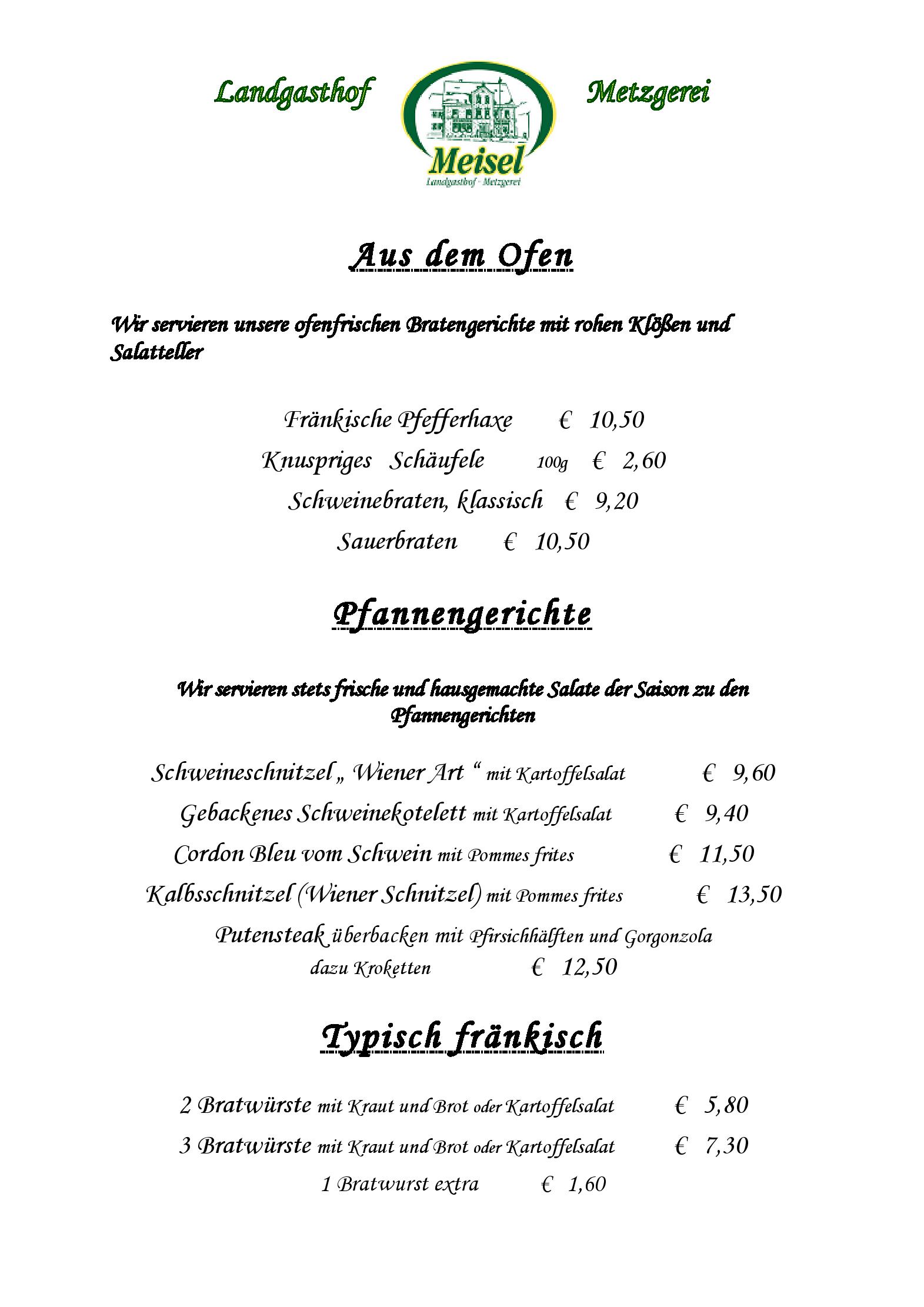 Speisekarte