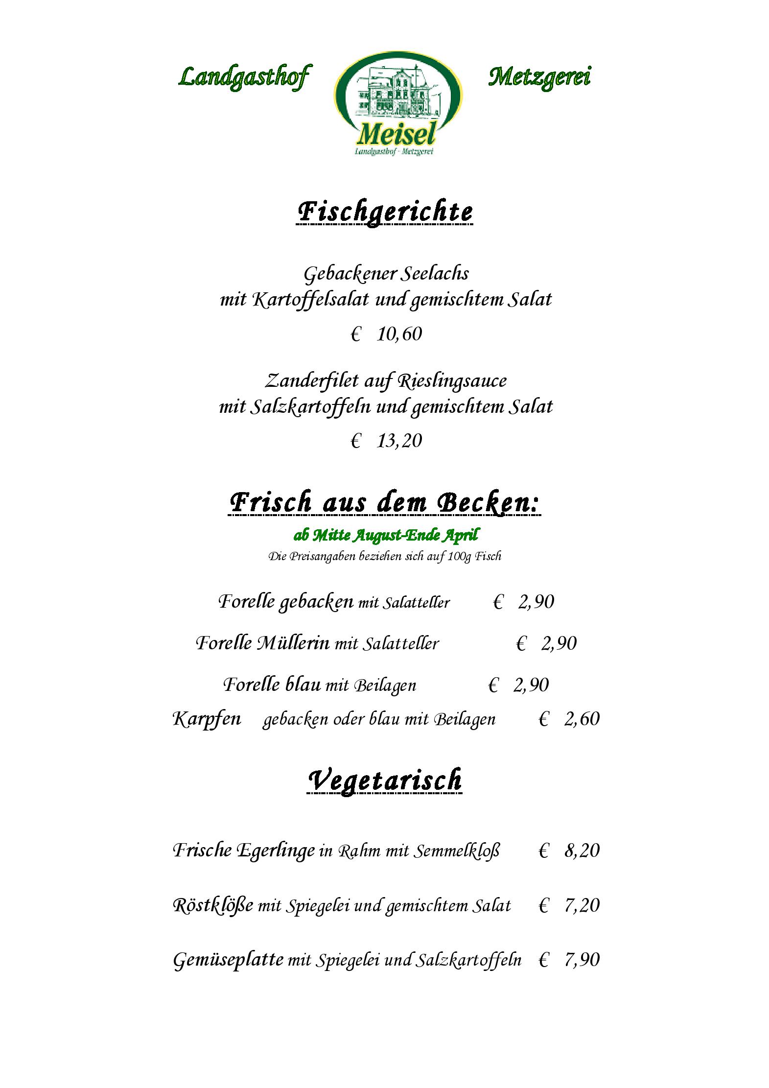 Speisekarte