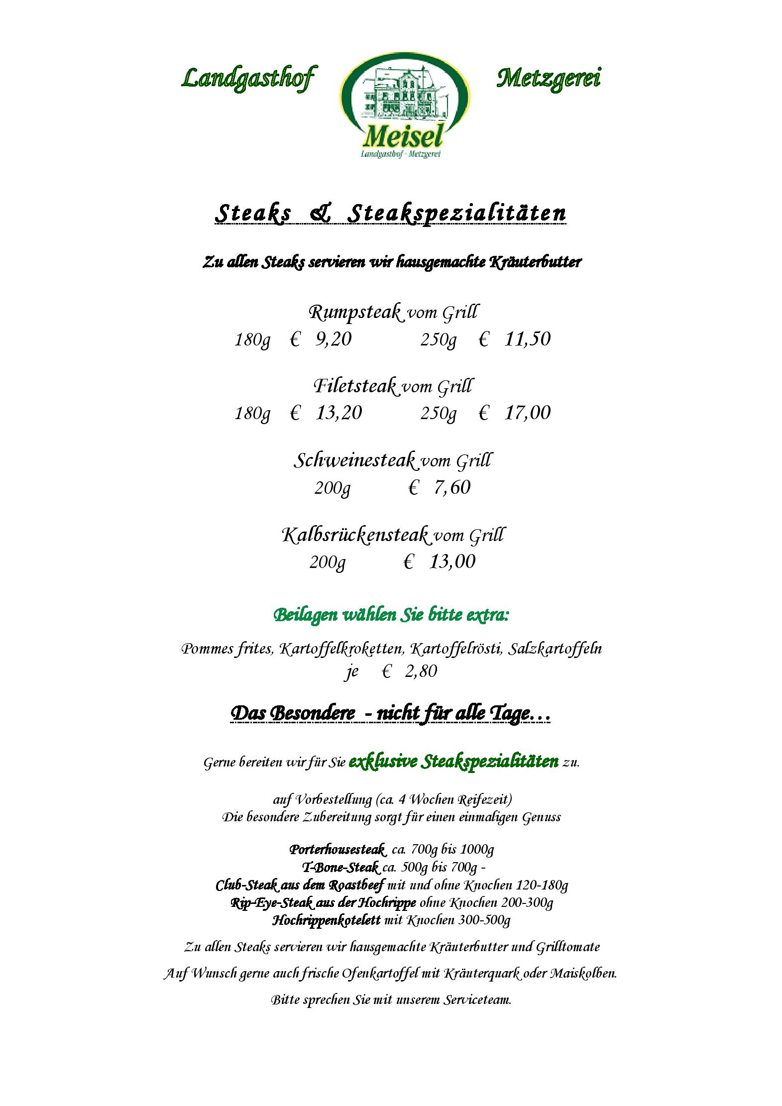 Speisekarte