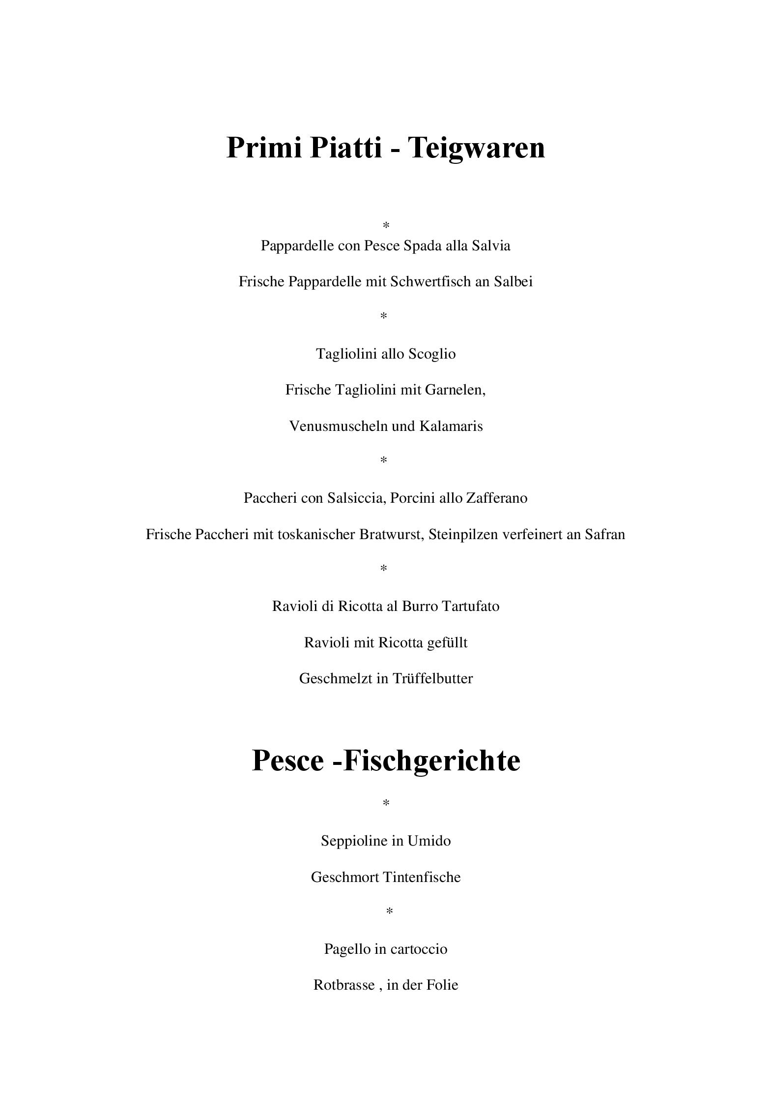 Speisekarte