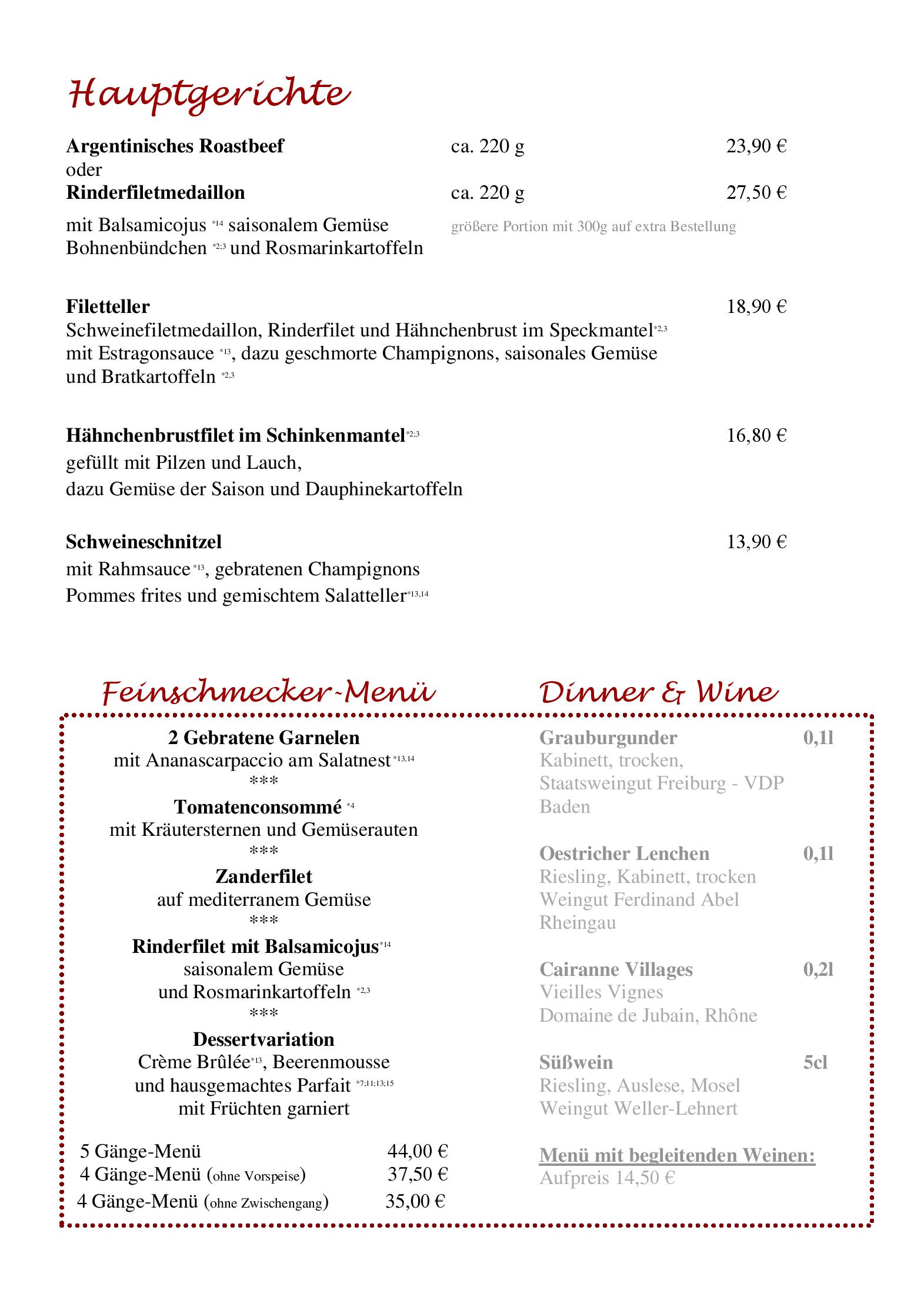 Speisekarte