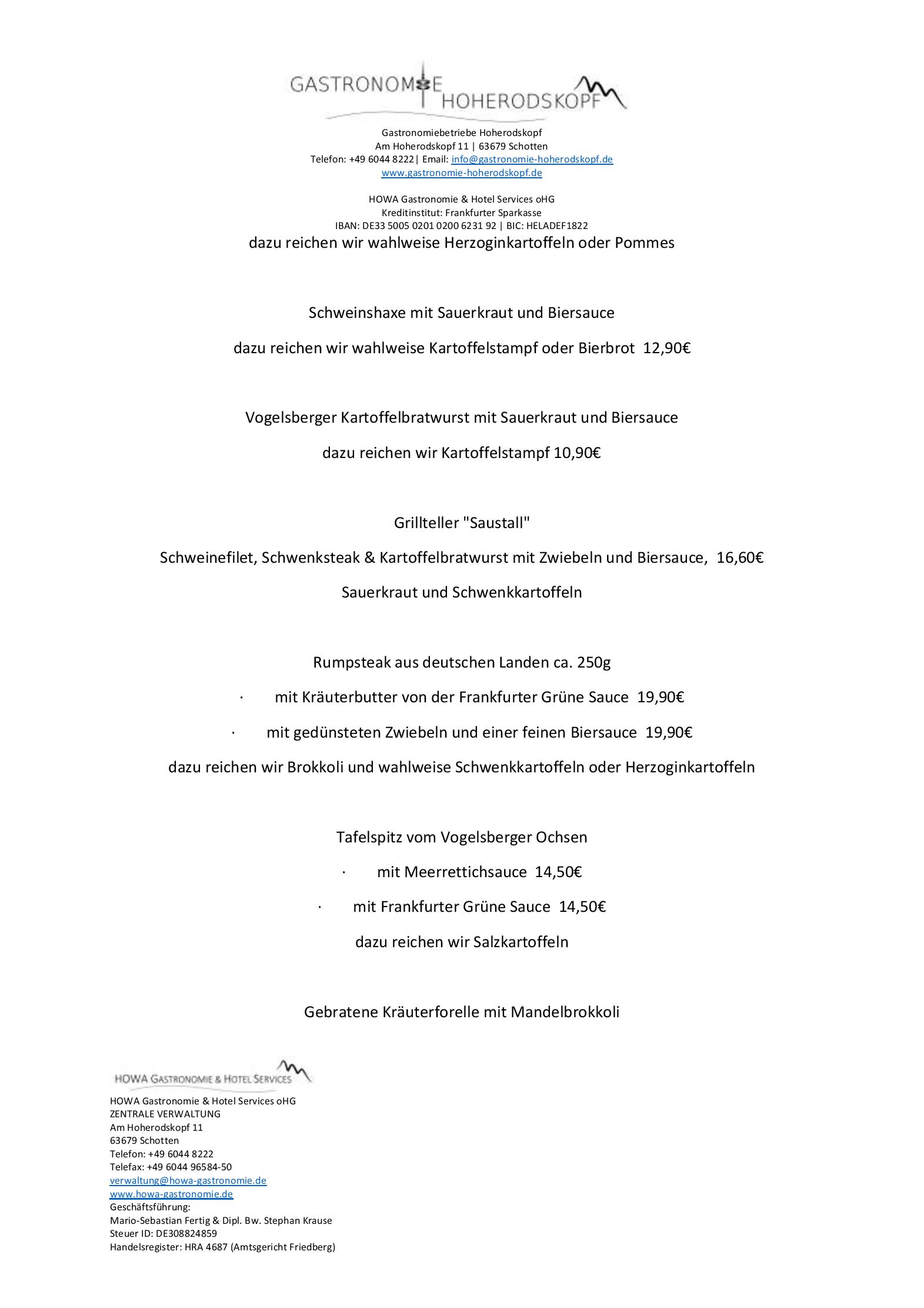 Speisekarte