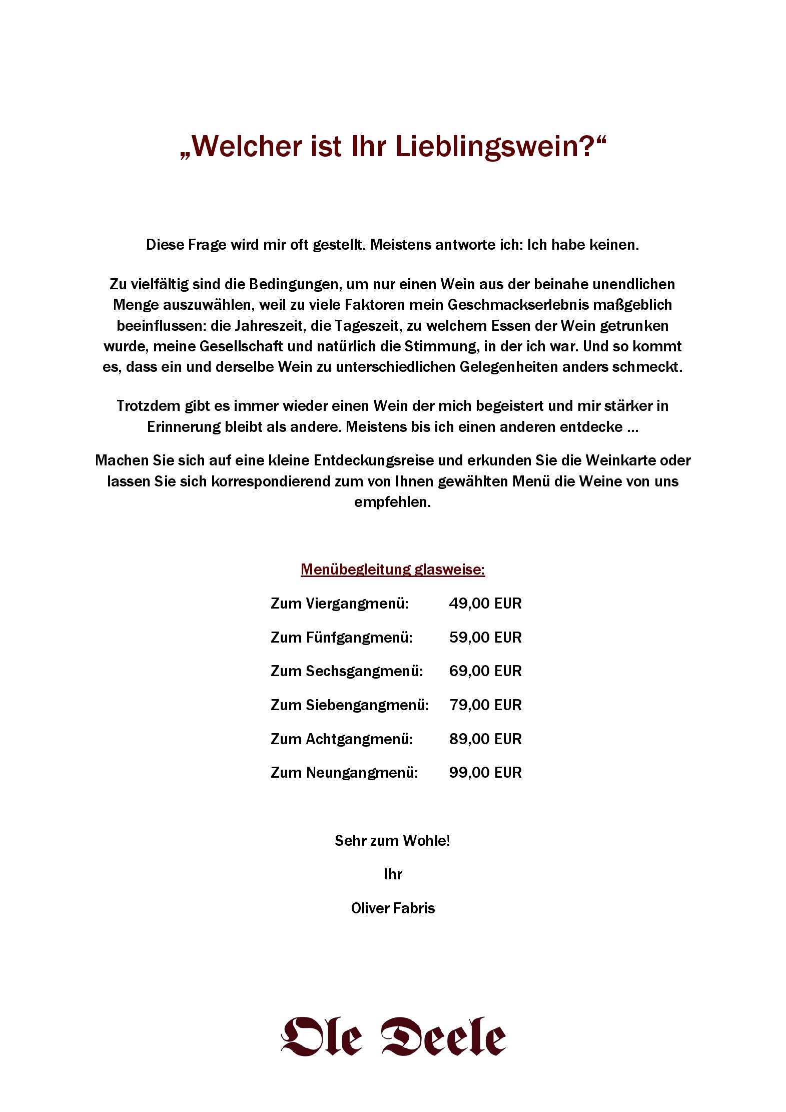 Speisekarte