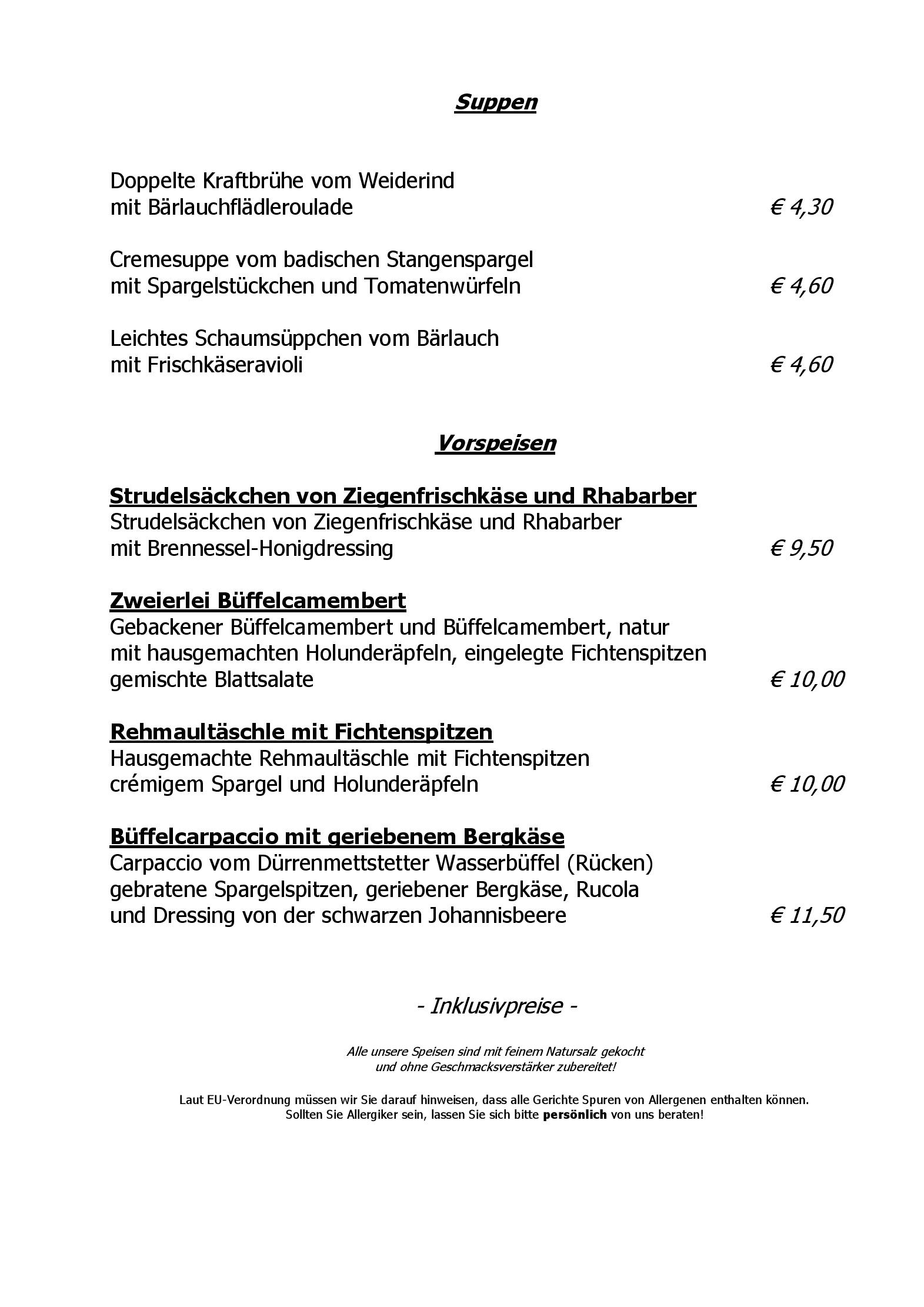 Speisekarte