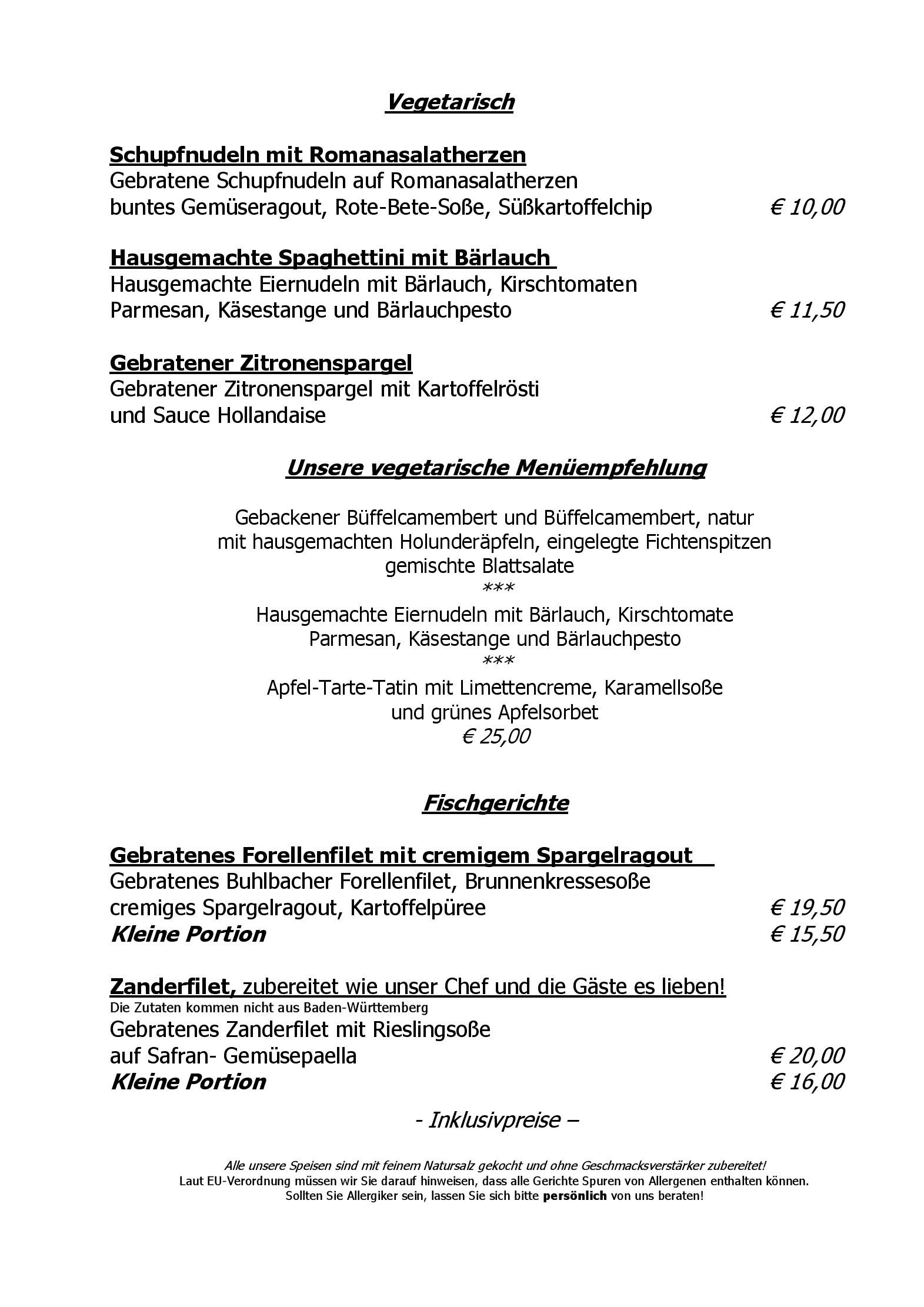 Speisekarte