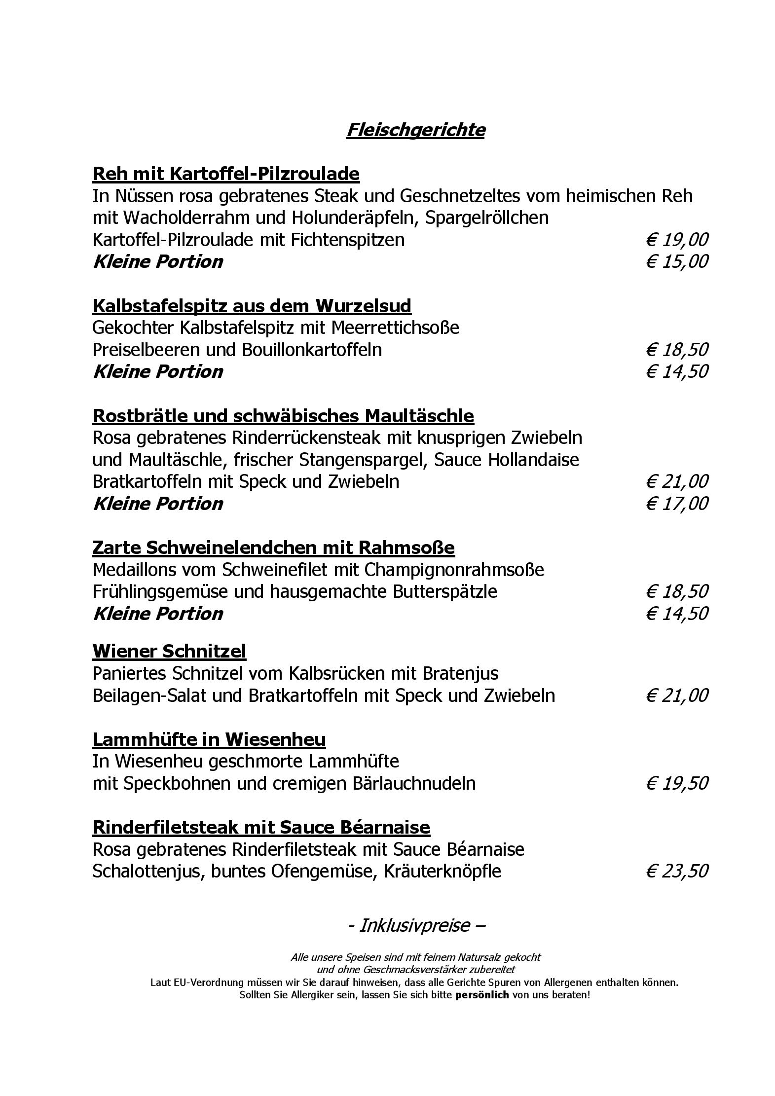 Speisekarte