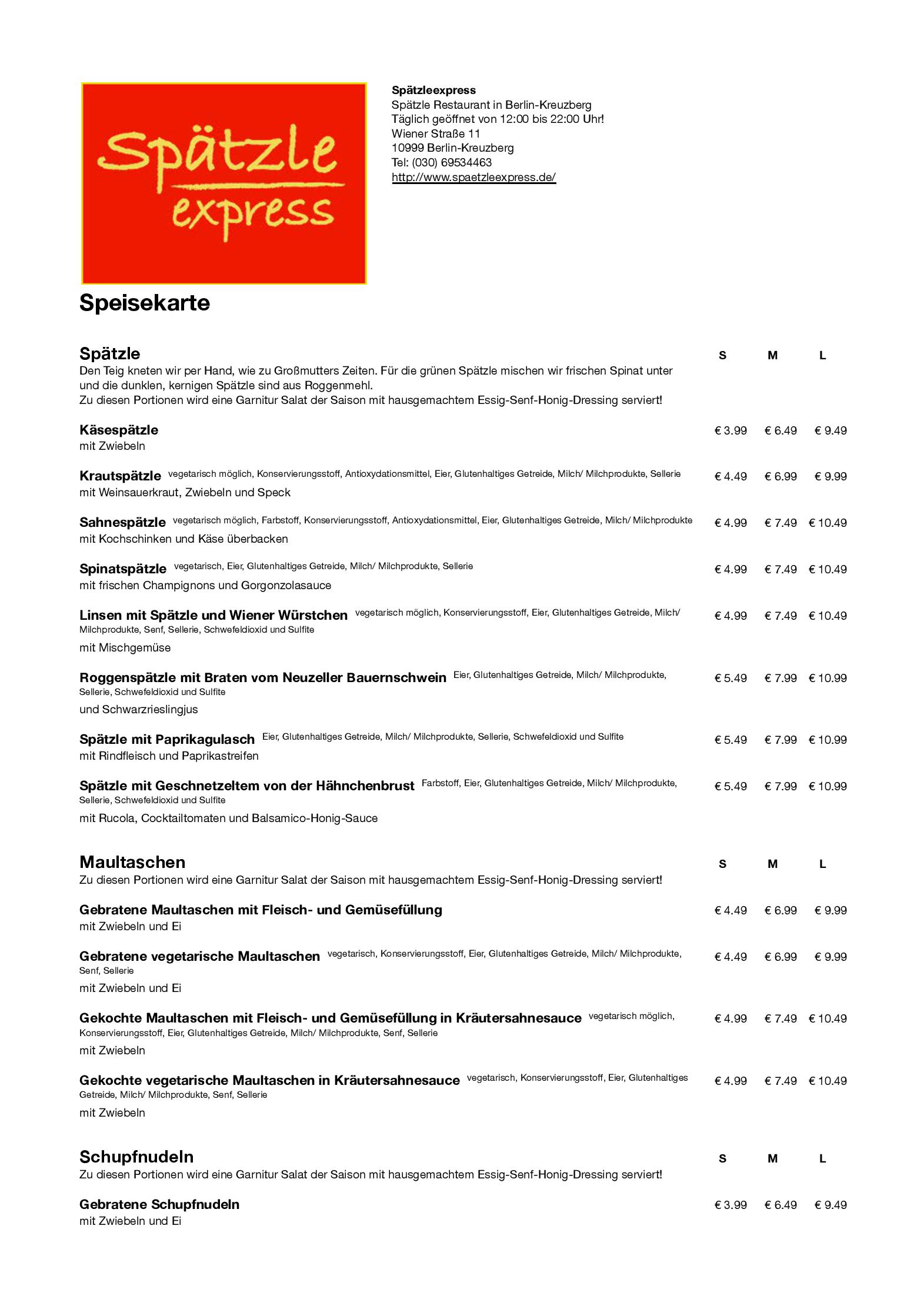 Speisekarte