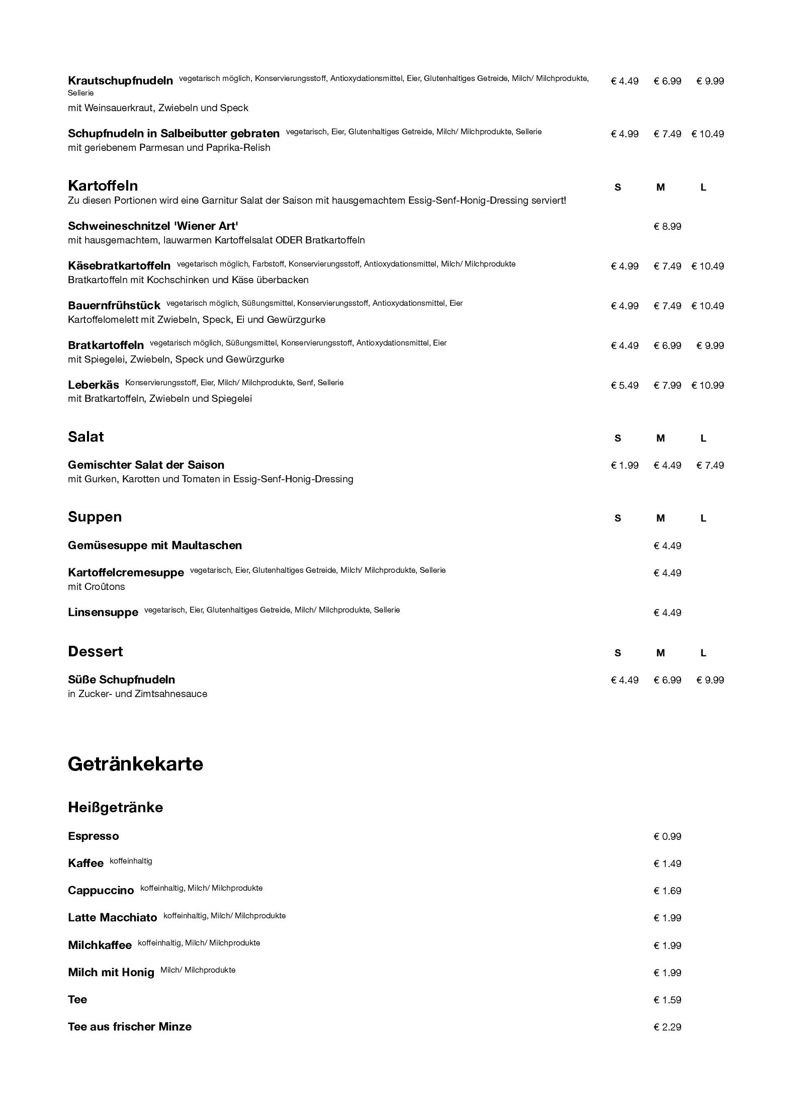 Speisekarte