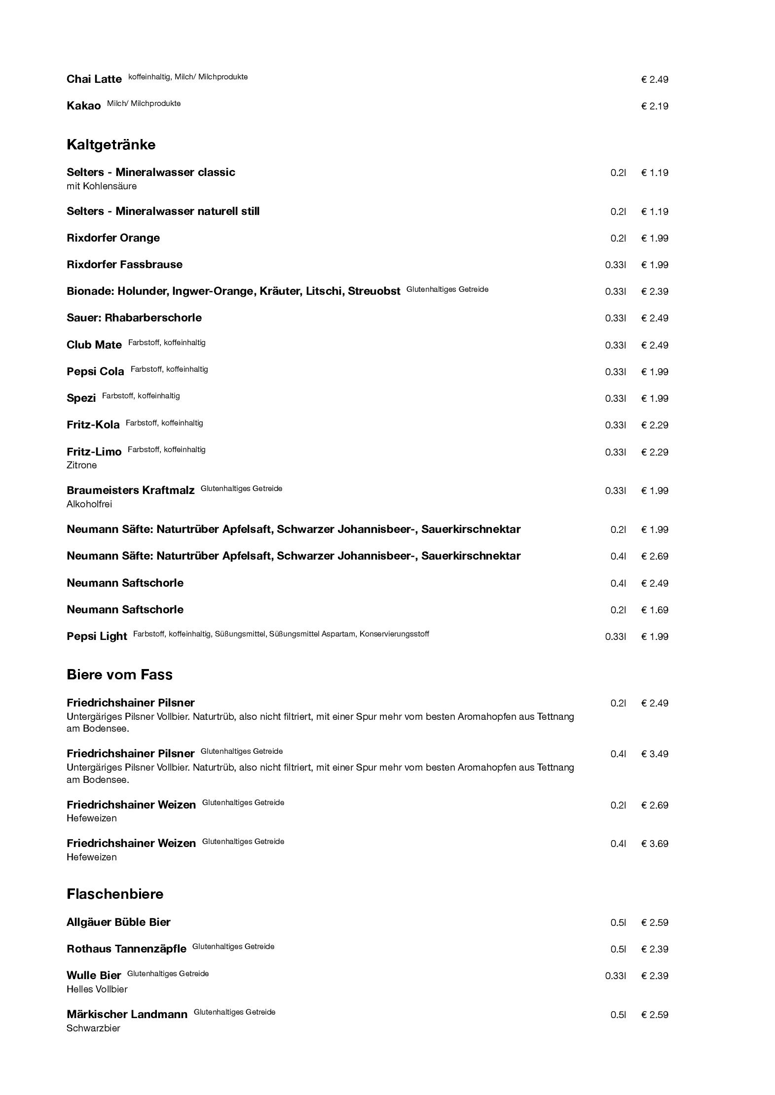 Speisekarte