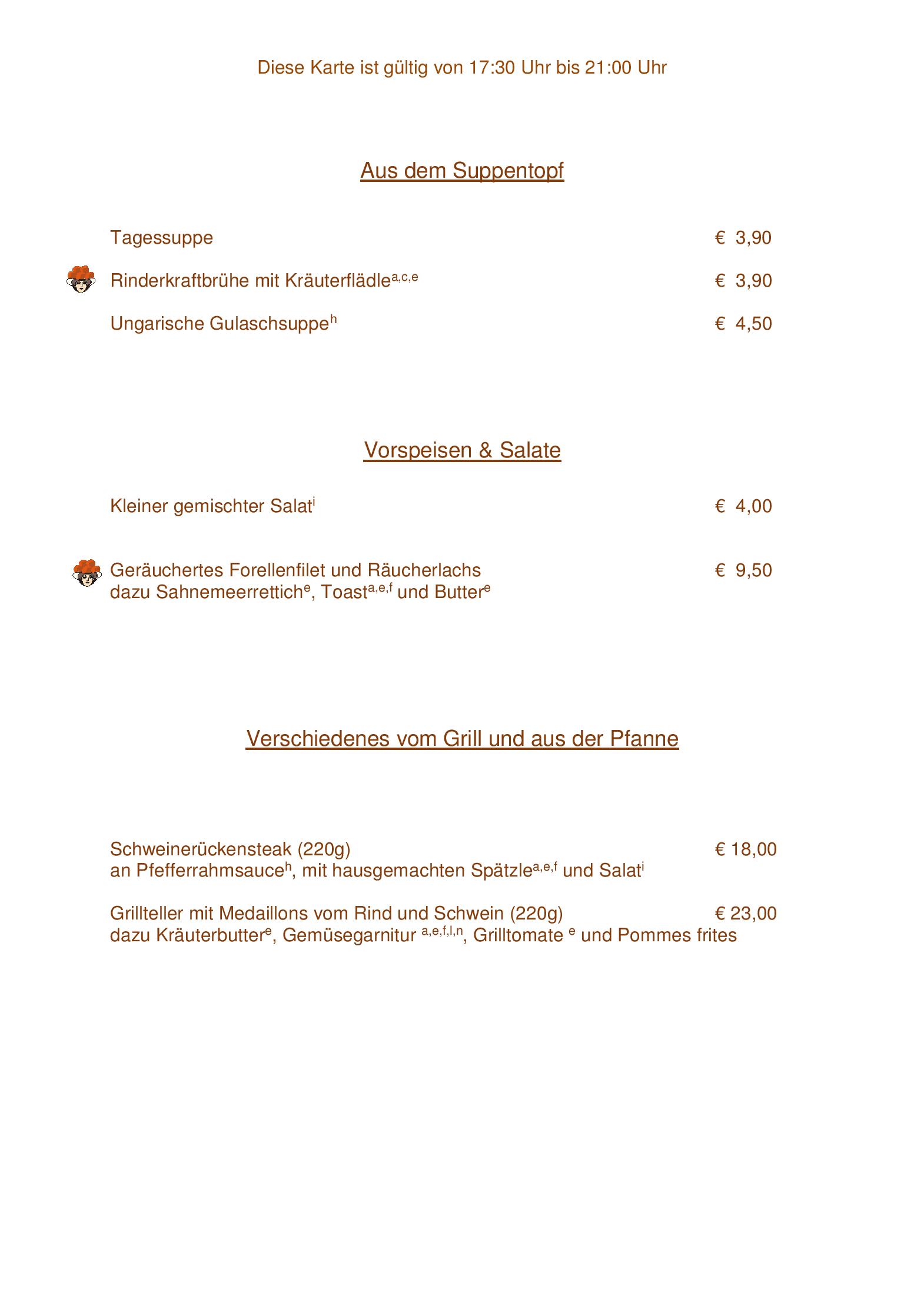 Speisekarte