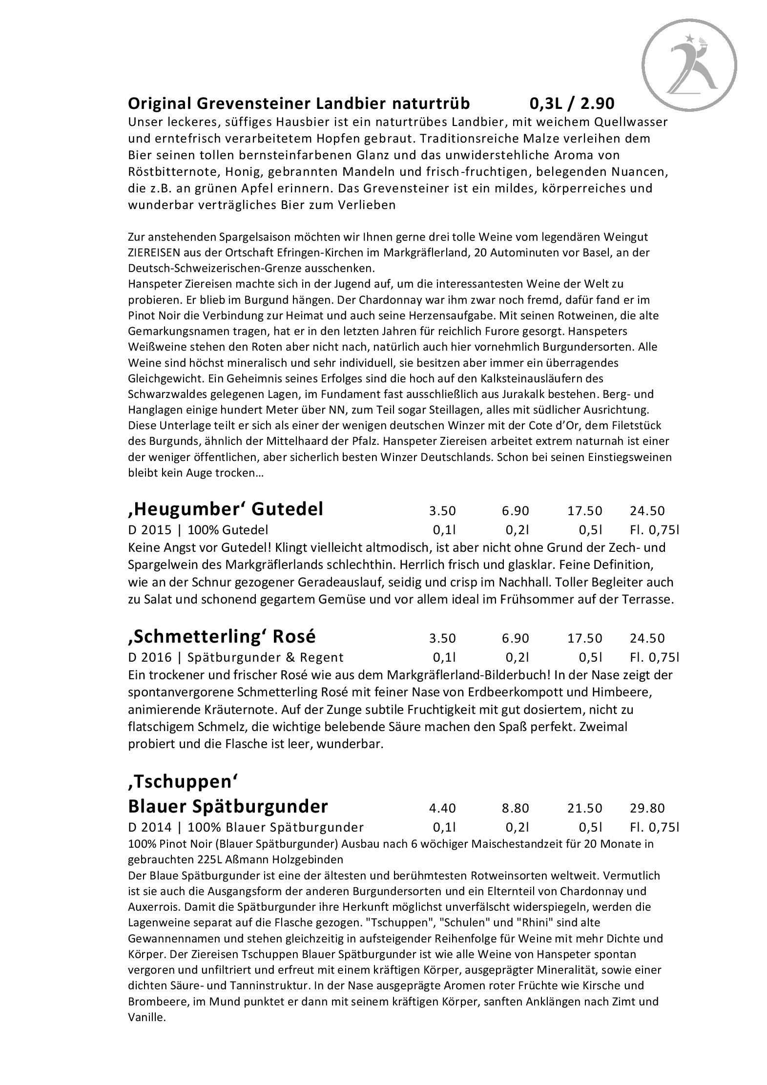 Speisekarte