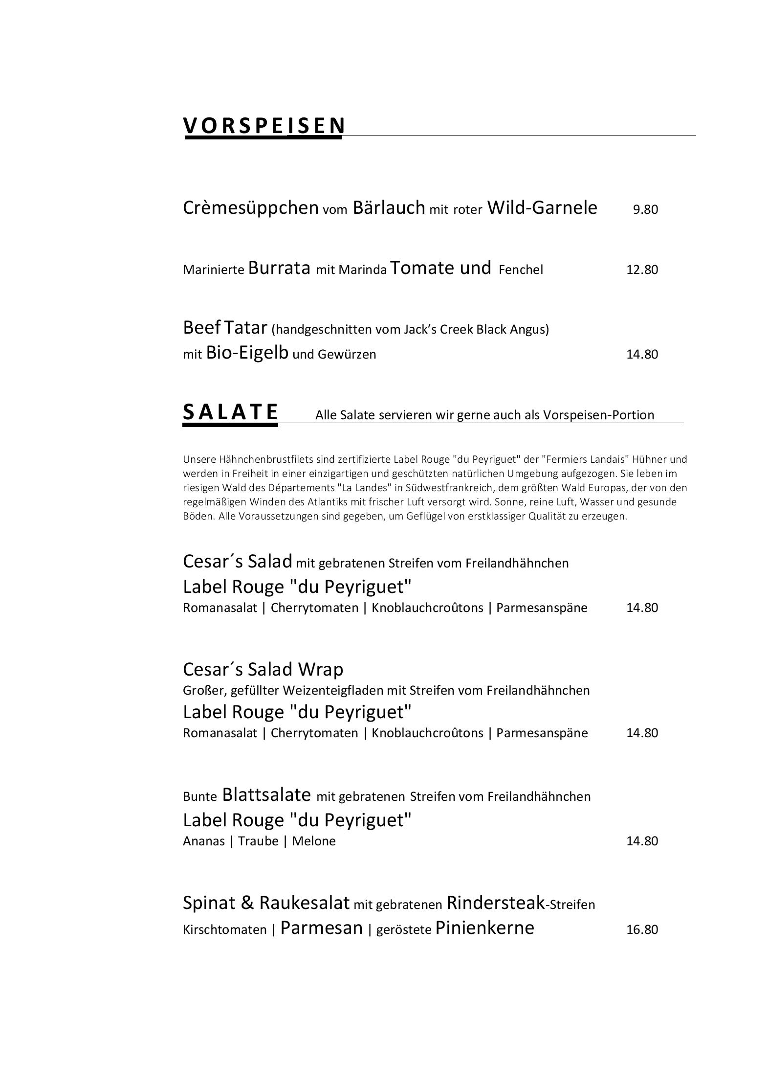 Speisekarte