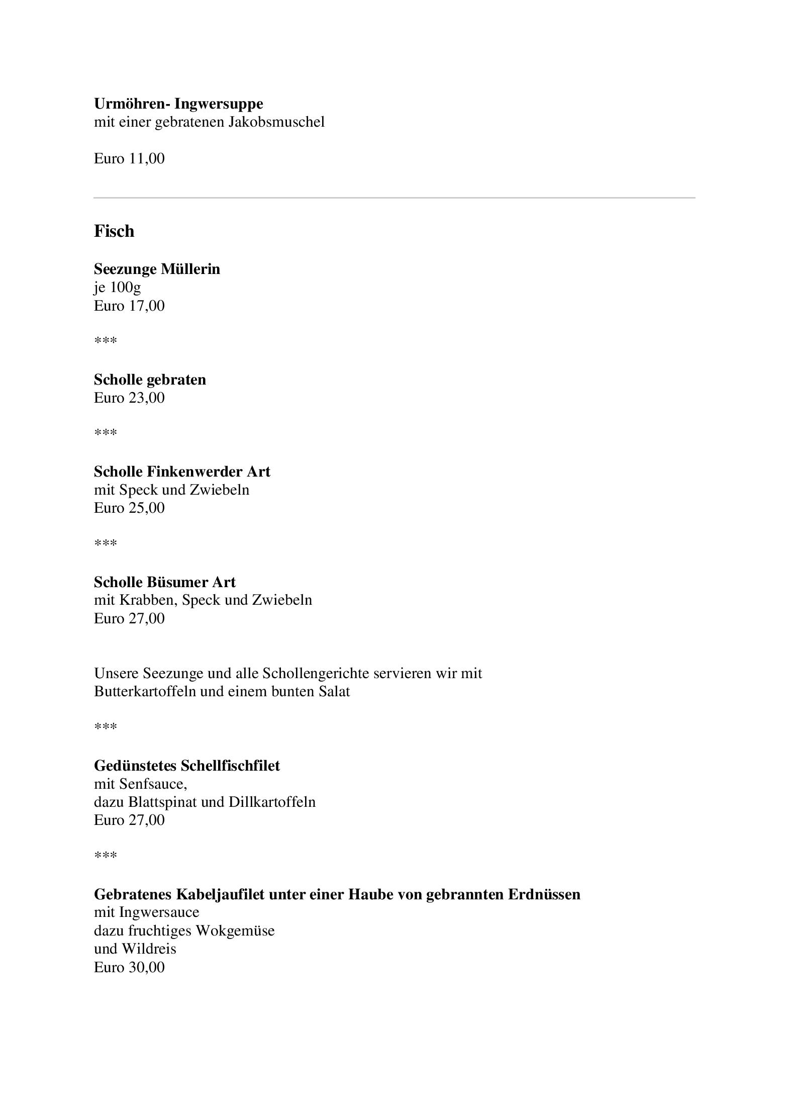 Speisekarte