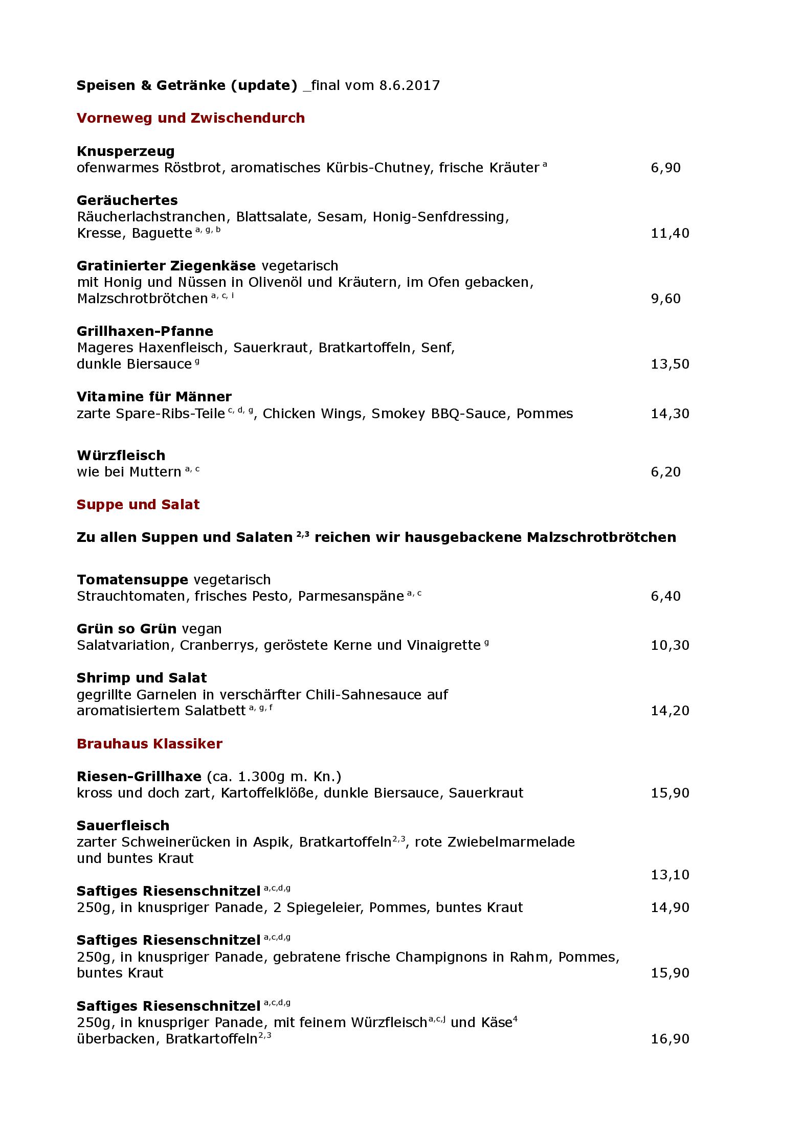 Speisekarte