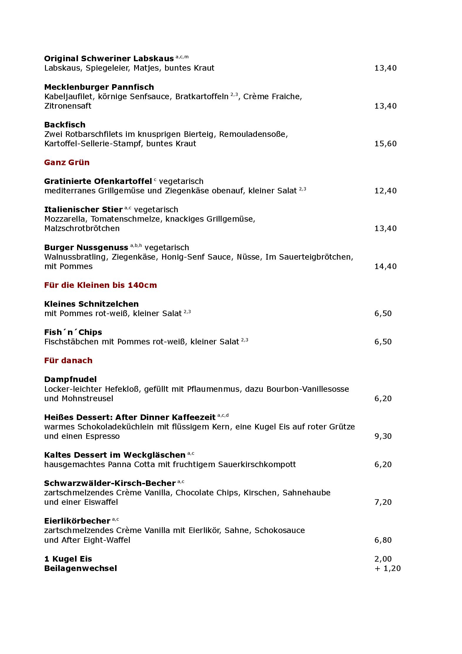 Speisekarte