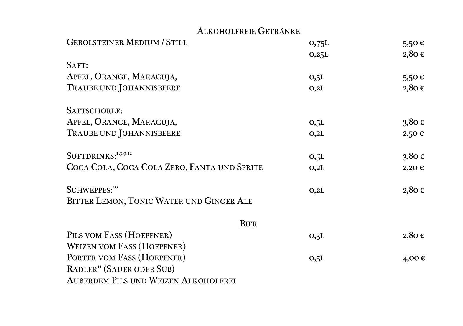 Speisekarte