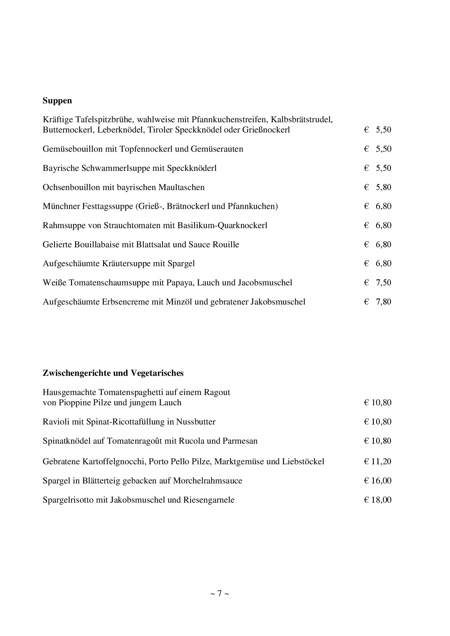 Speisekarte