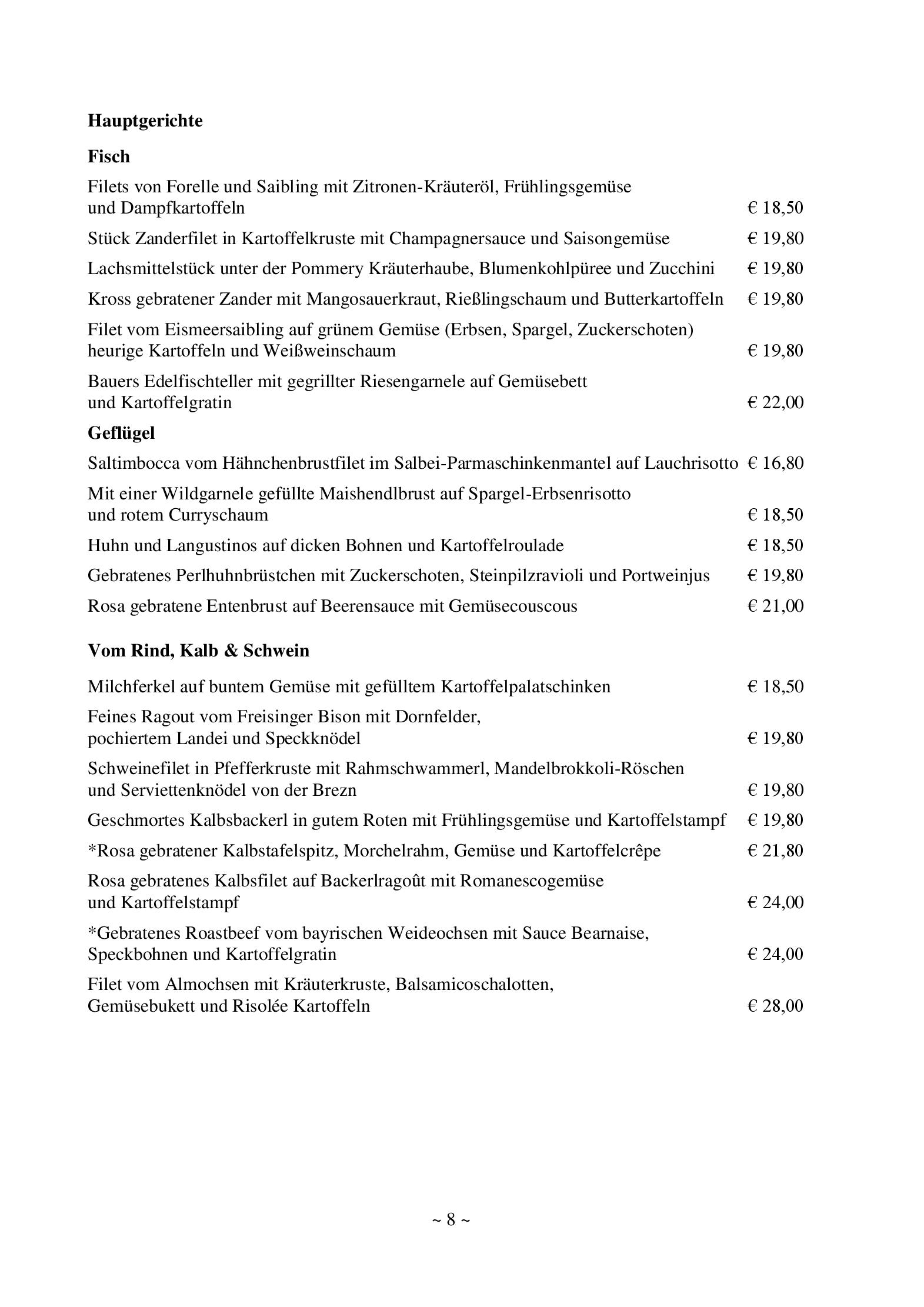 Speisekarte