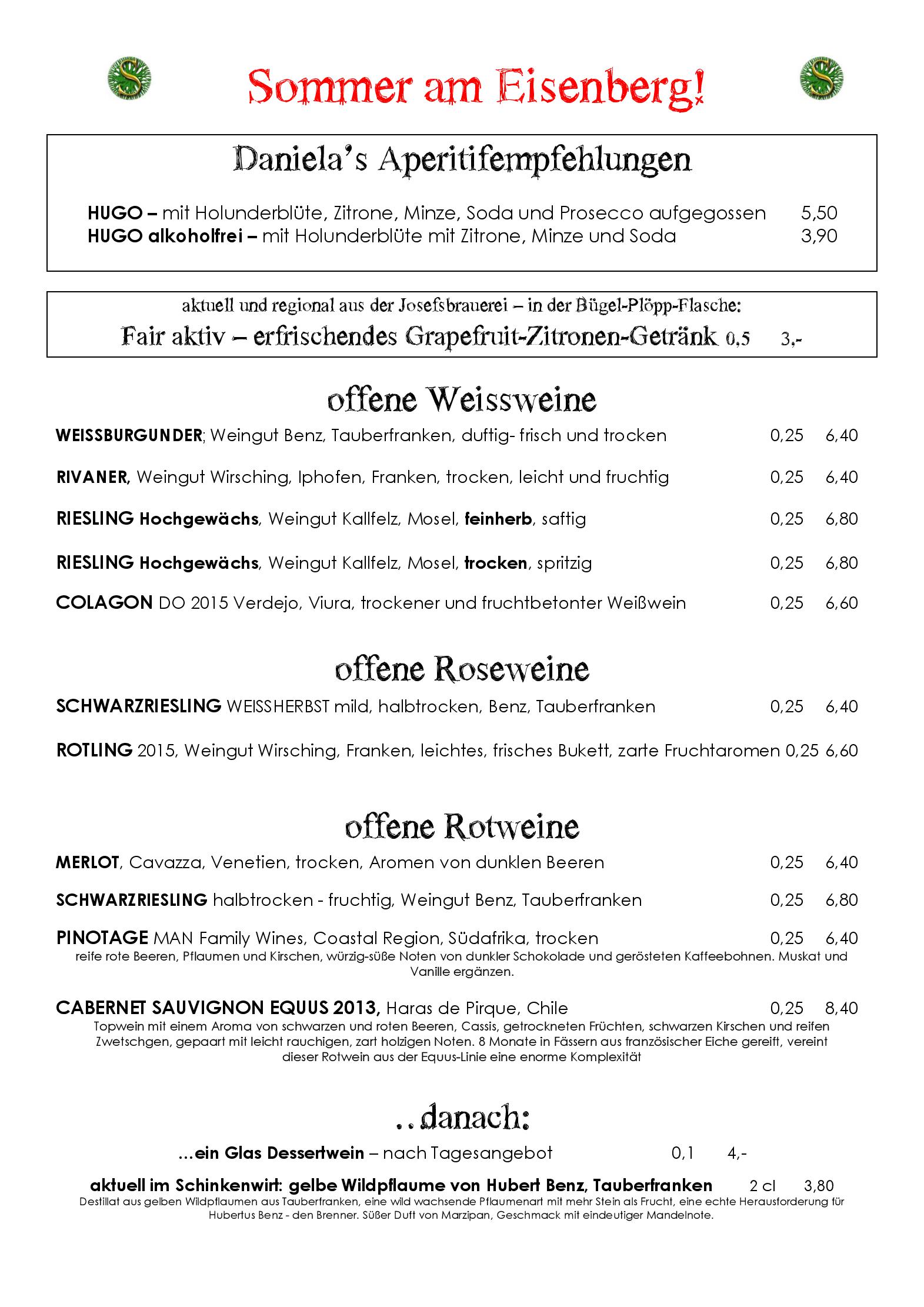 Speisekarte