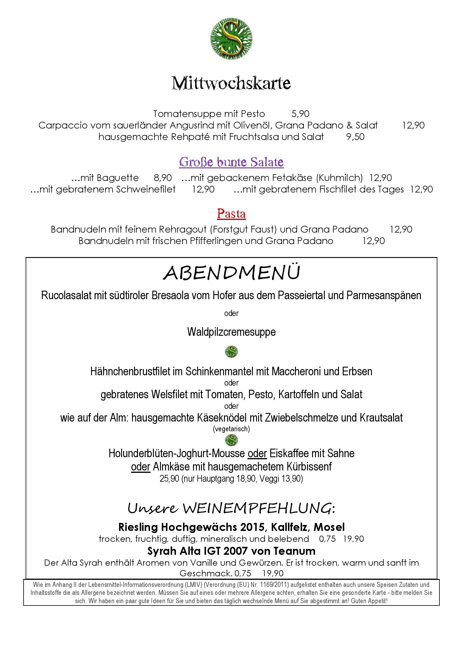 Speisekarte