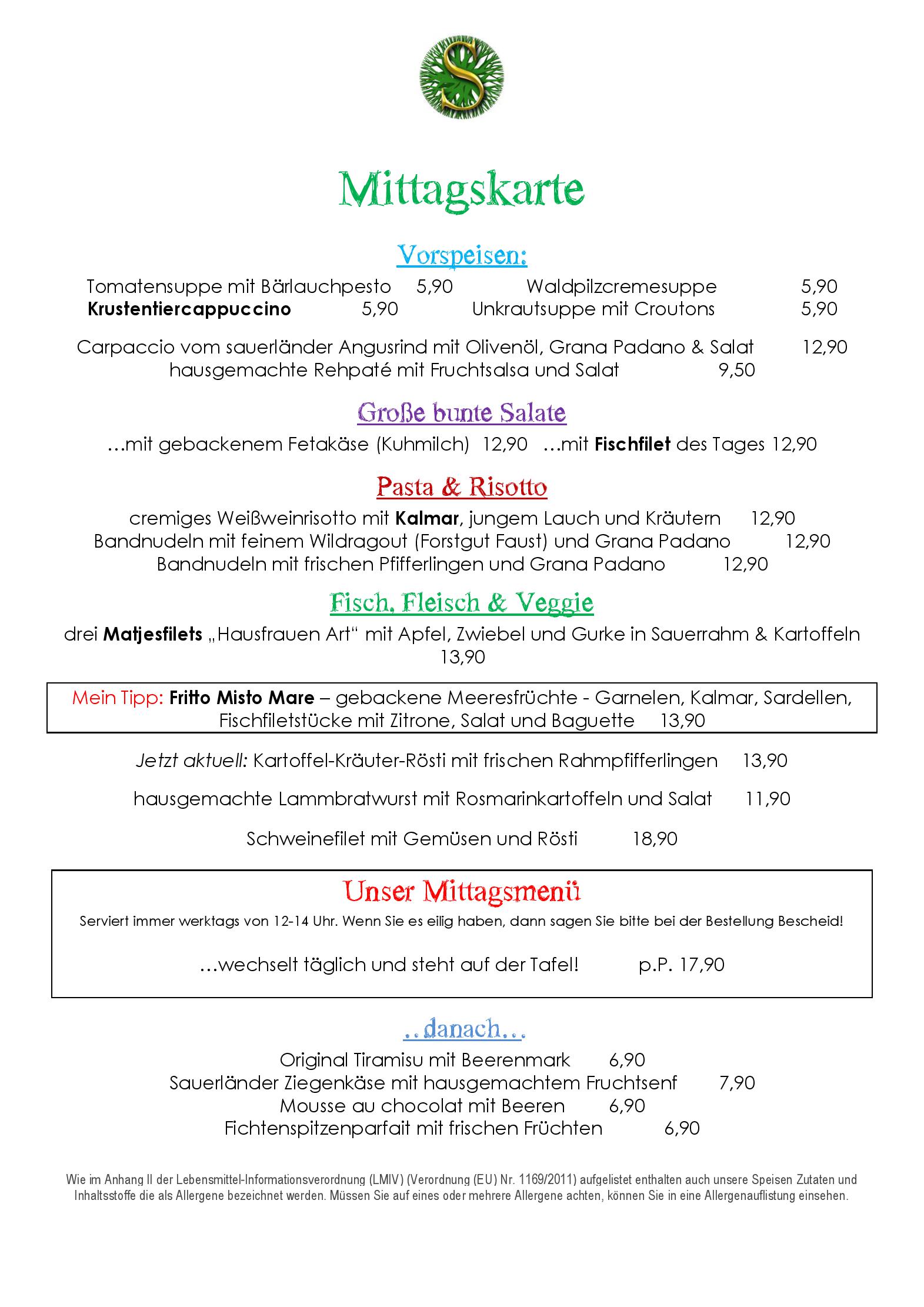 Speisekarte