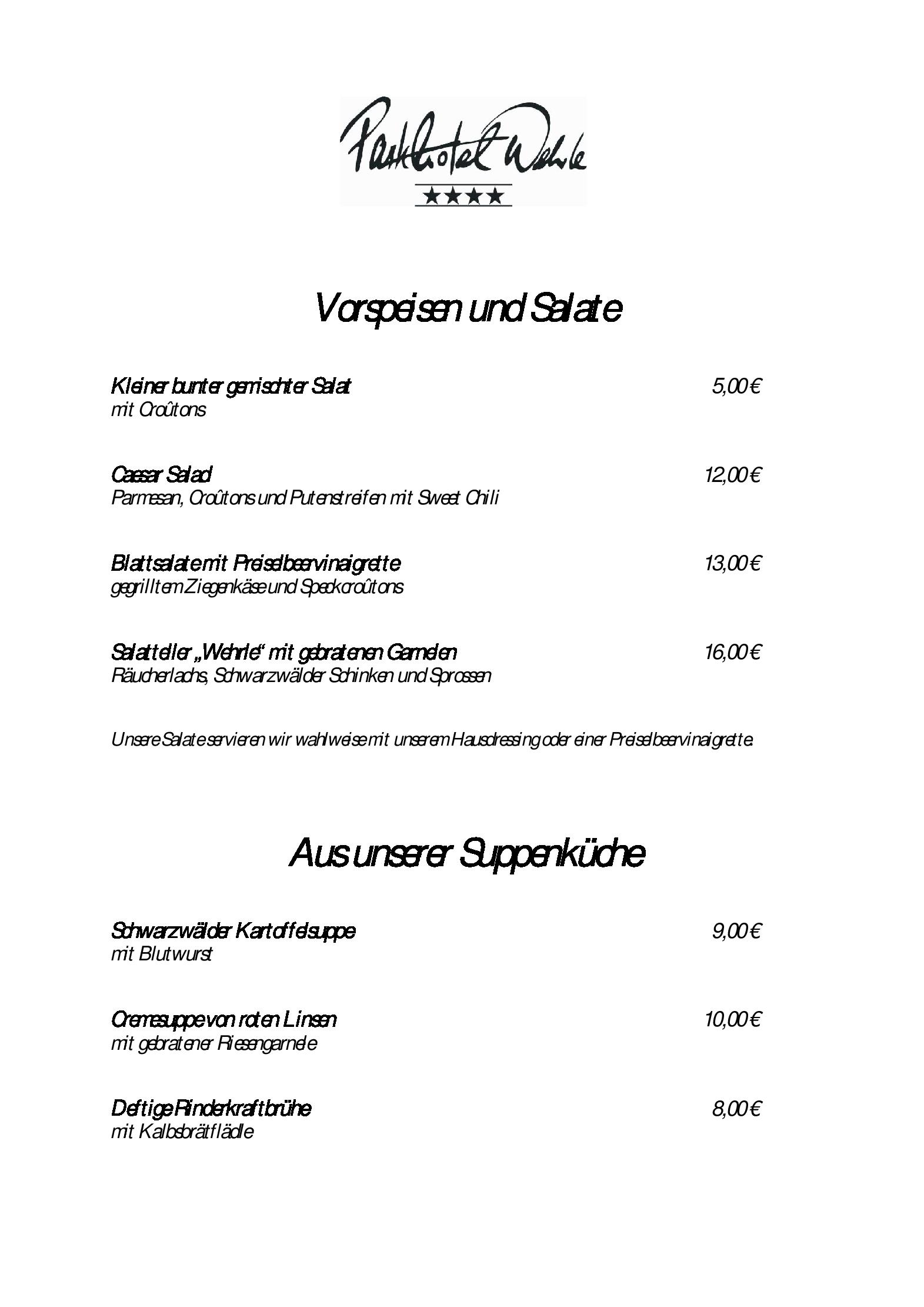Speisekarte