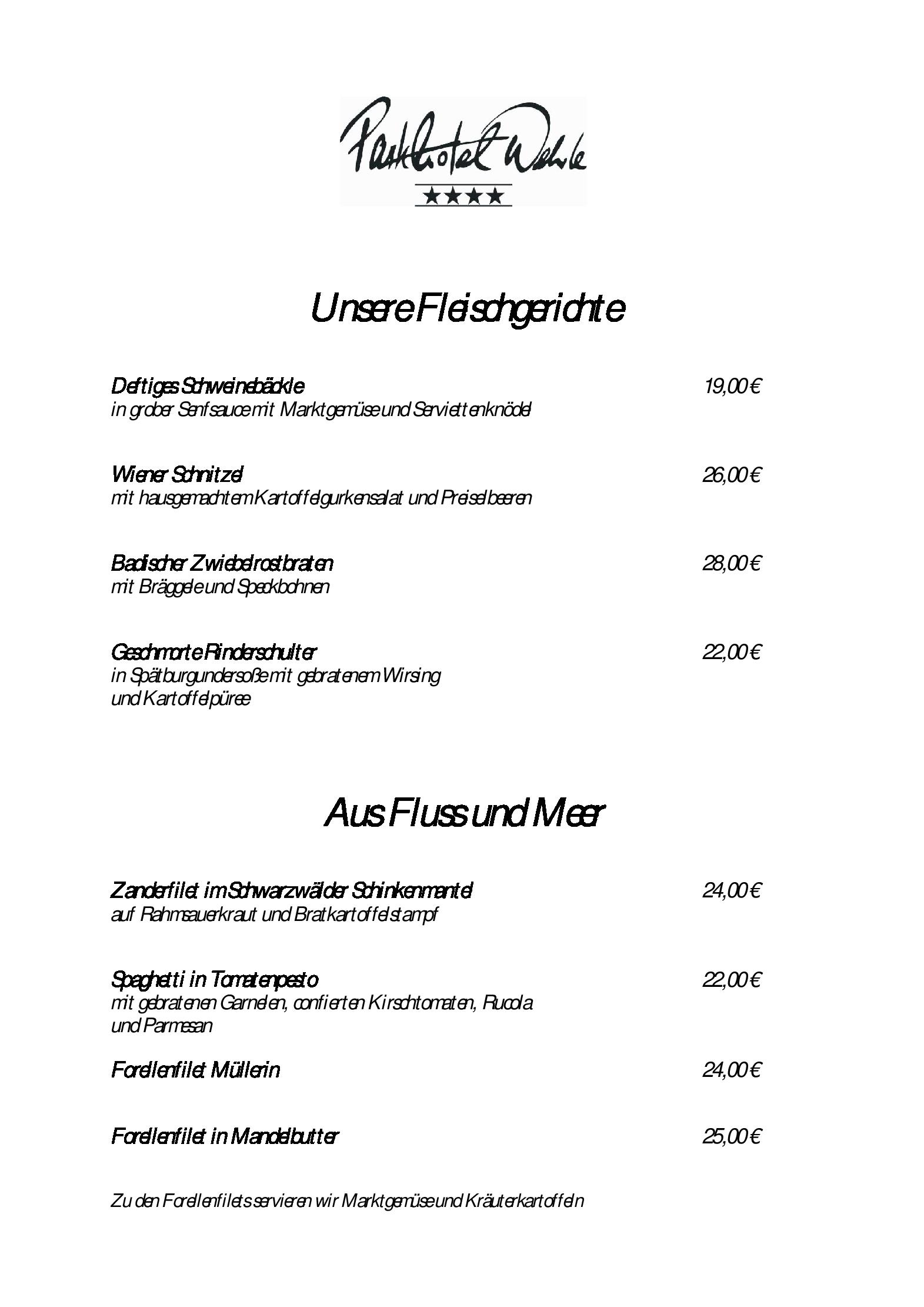 Speisekarte