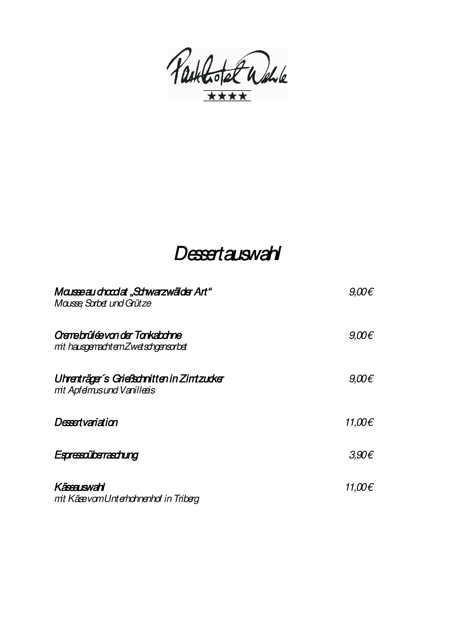 Speisekarte