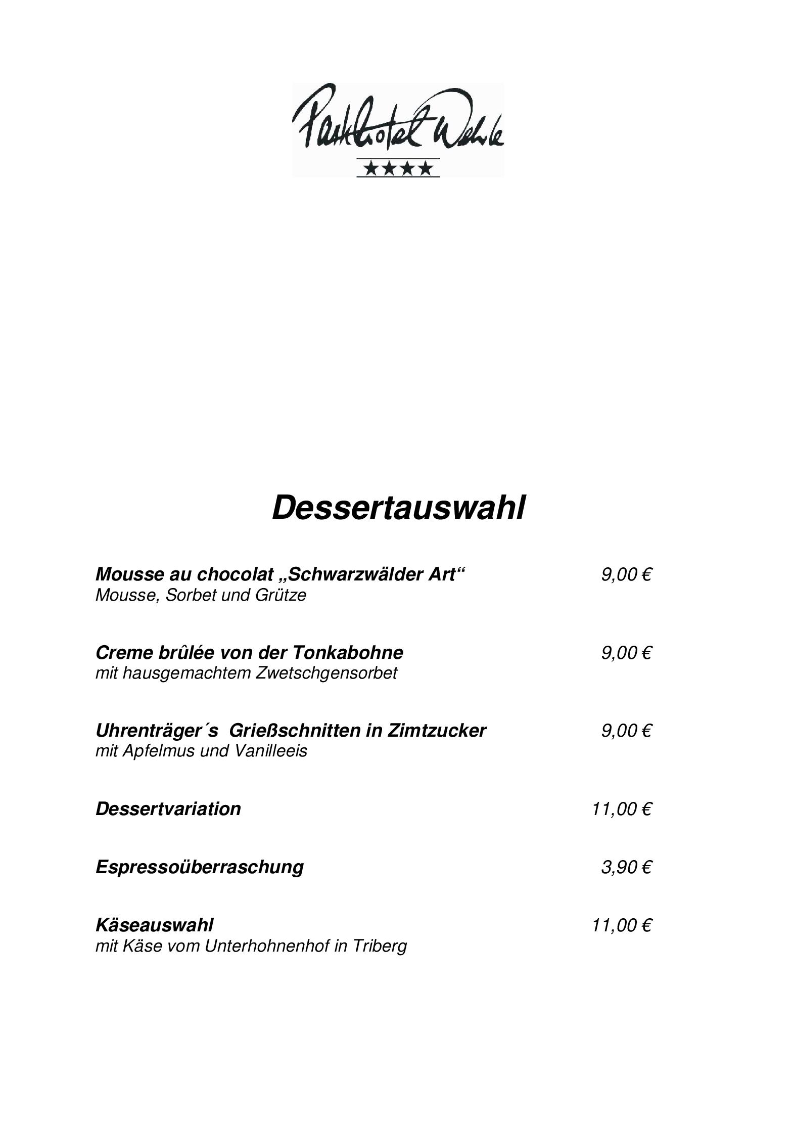 Speisekarte
