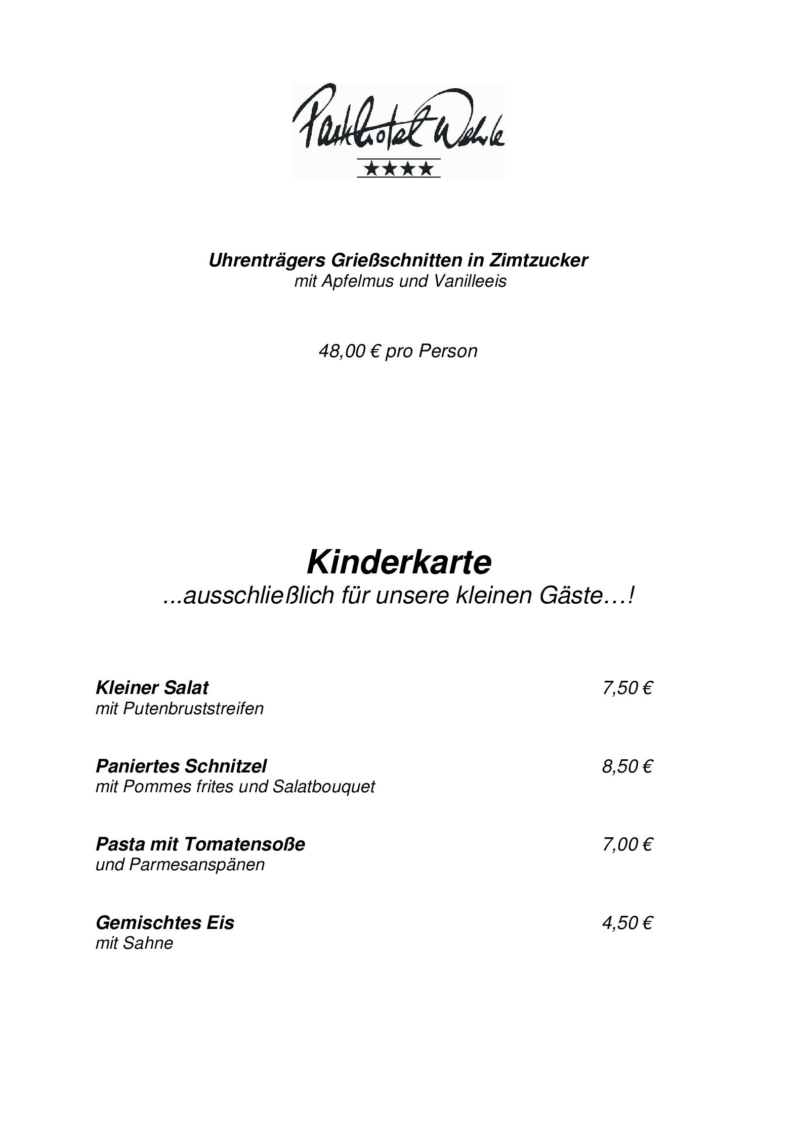 Speisekarte