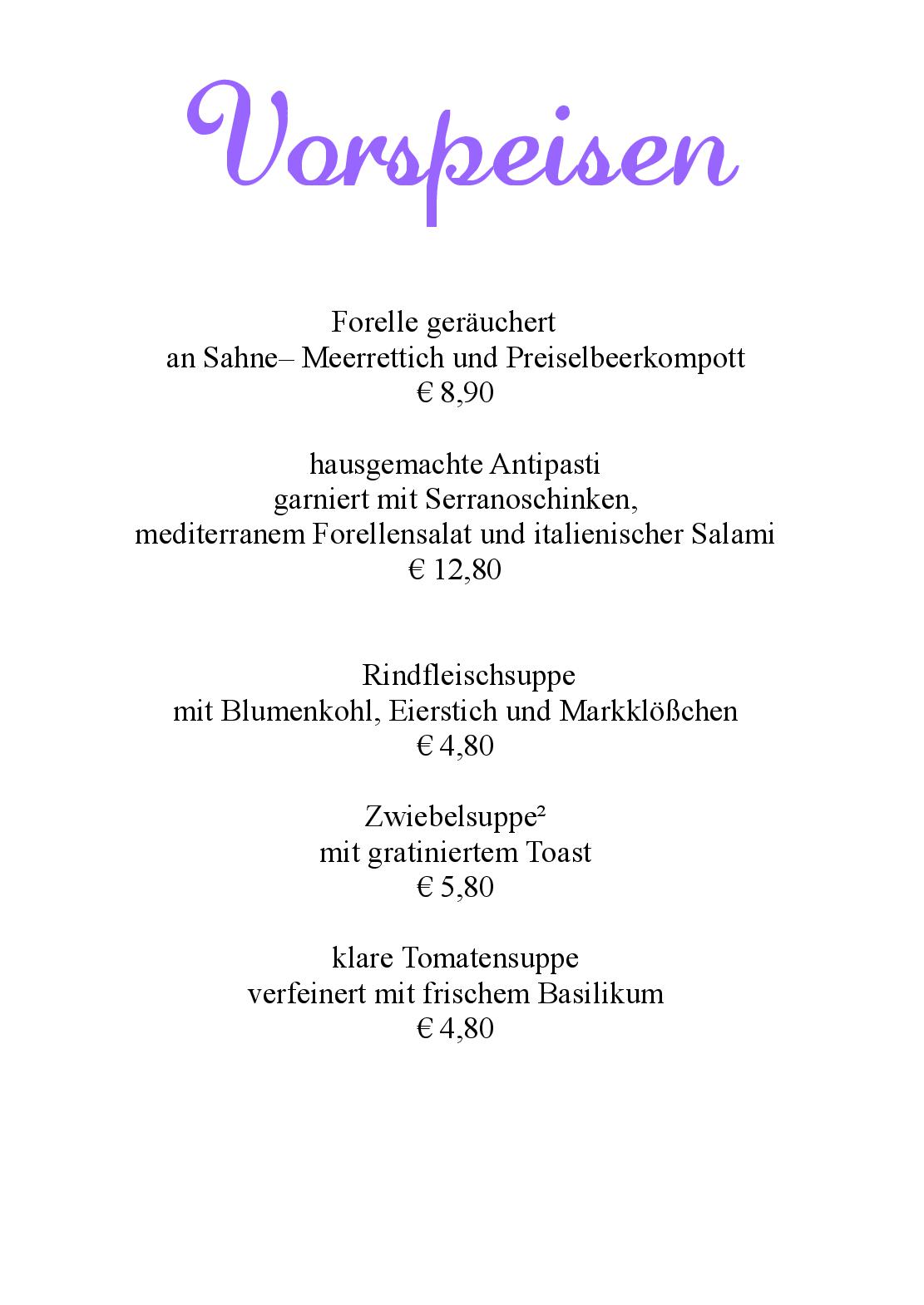 Speisekarte