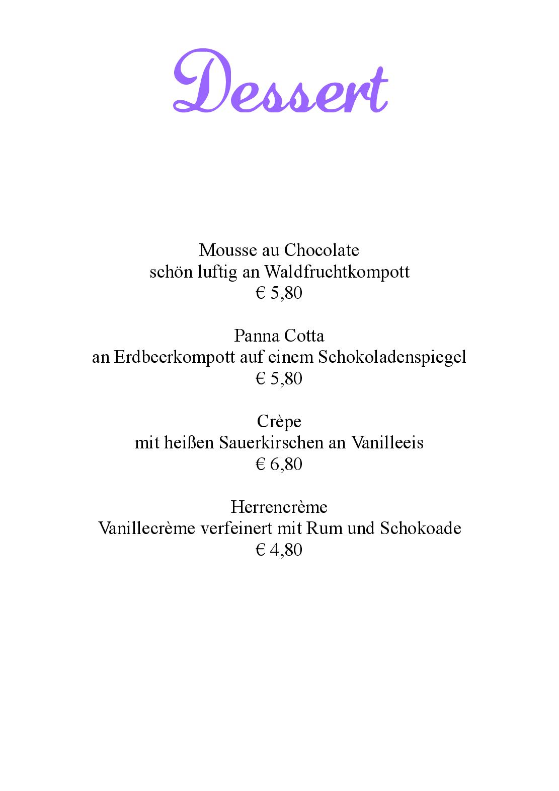 Speisekarte
