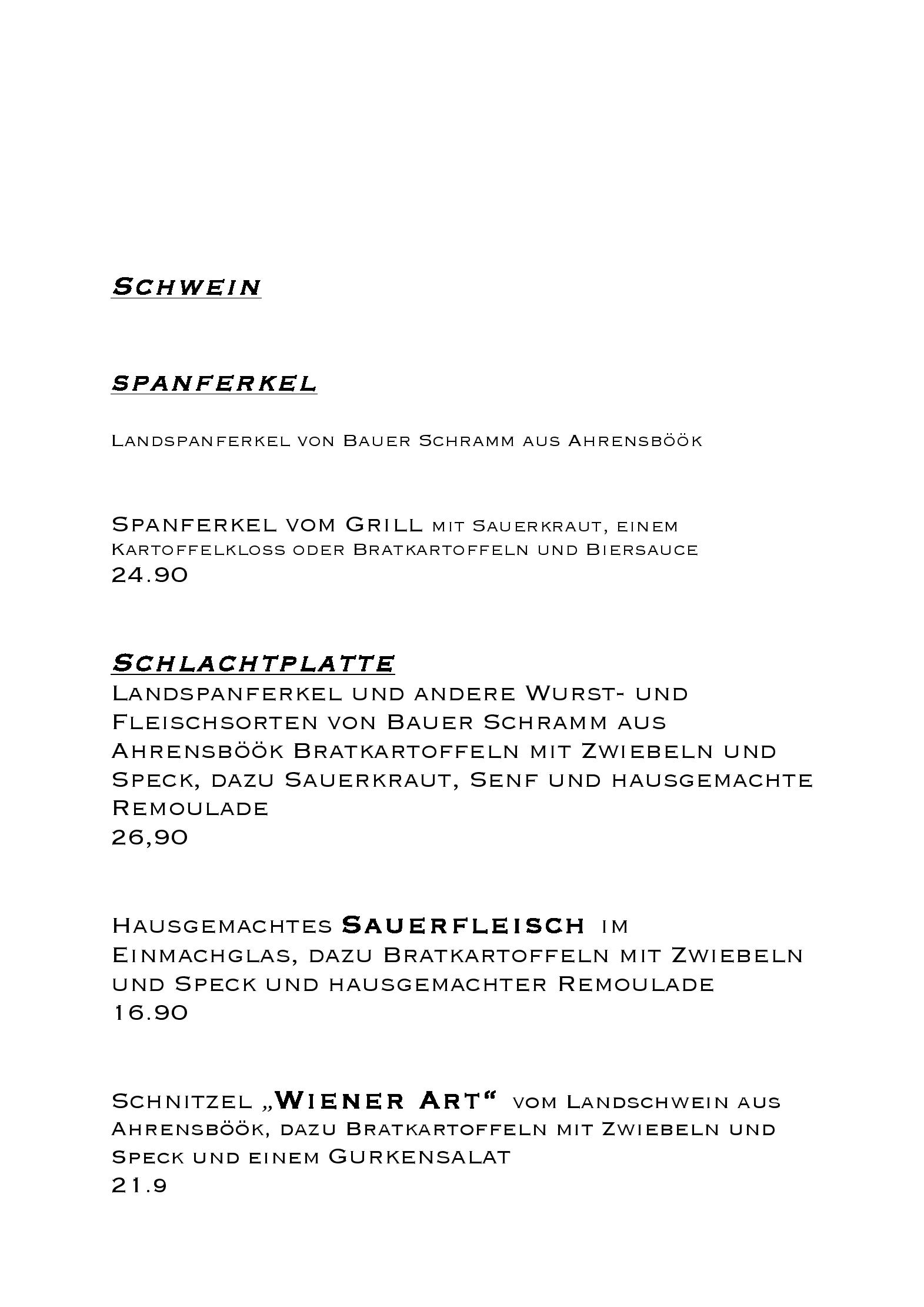 Speisekarte