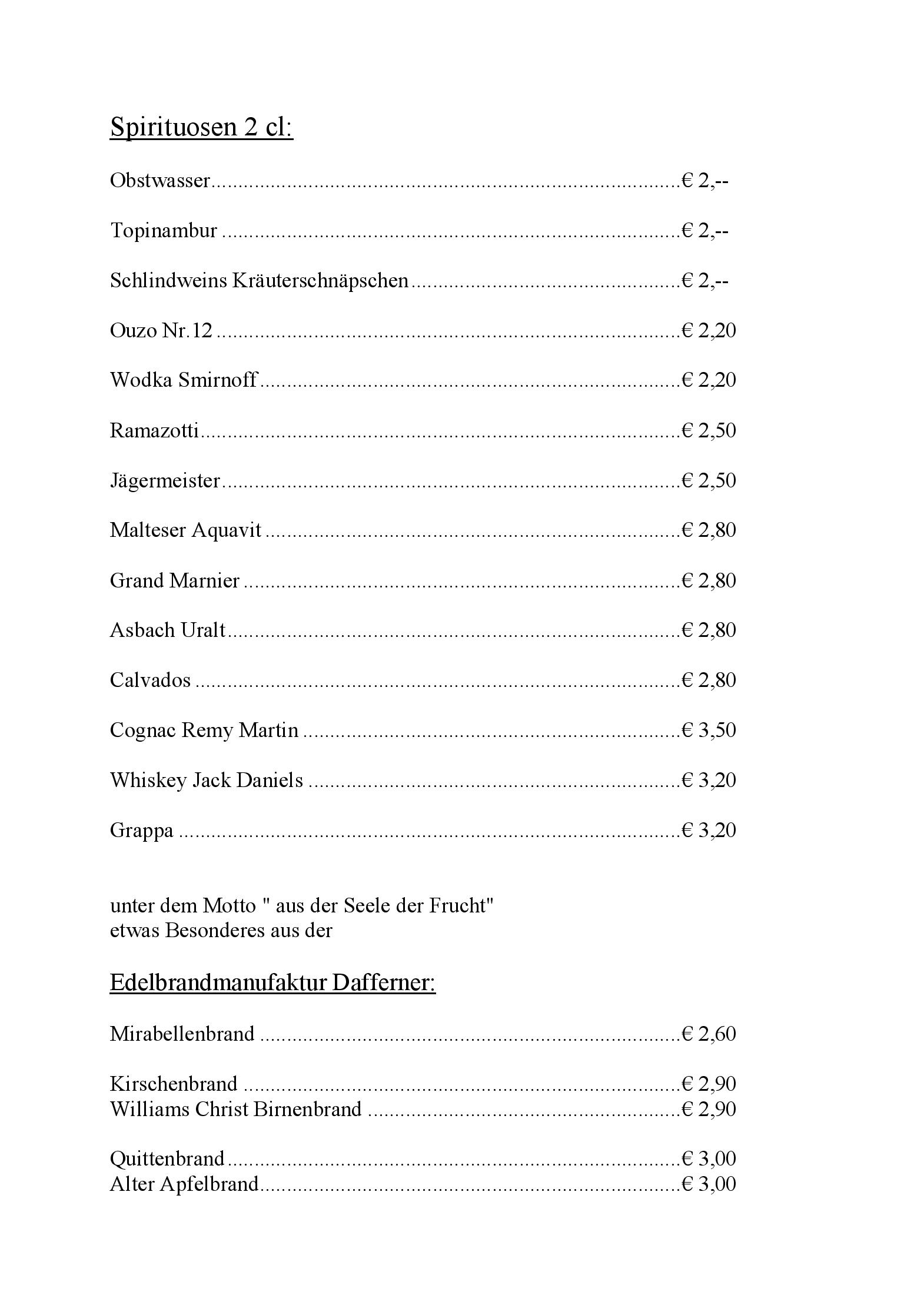 Speisekarte