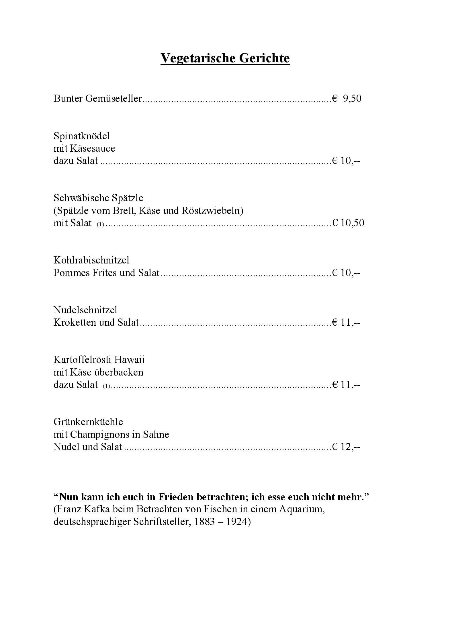 Speisekarte