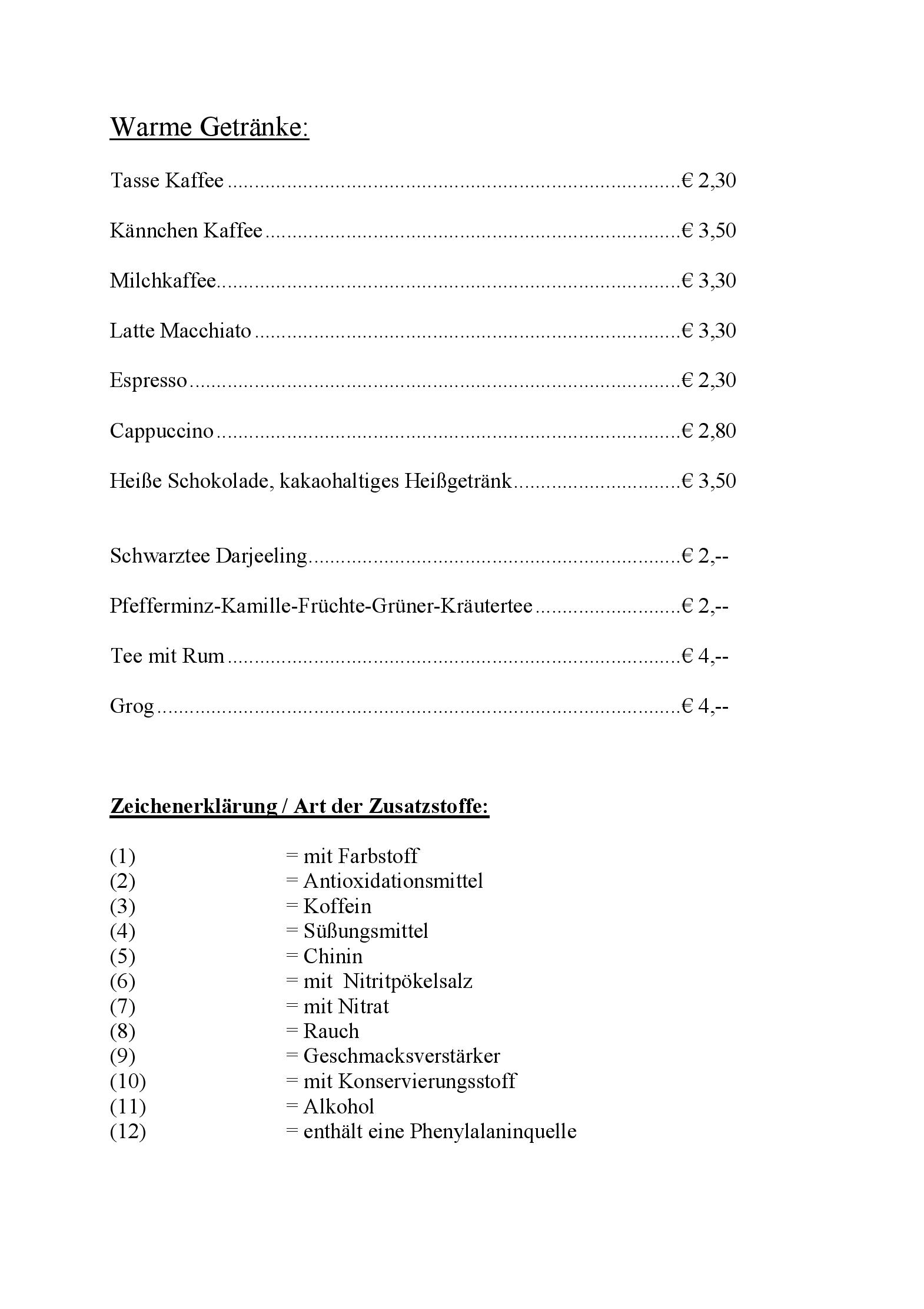 Speisekarte
