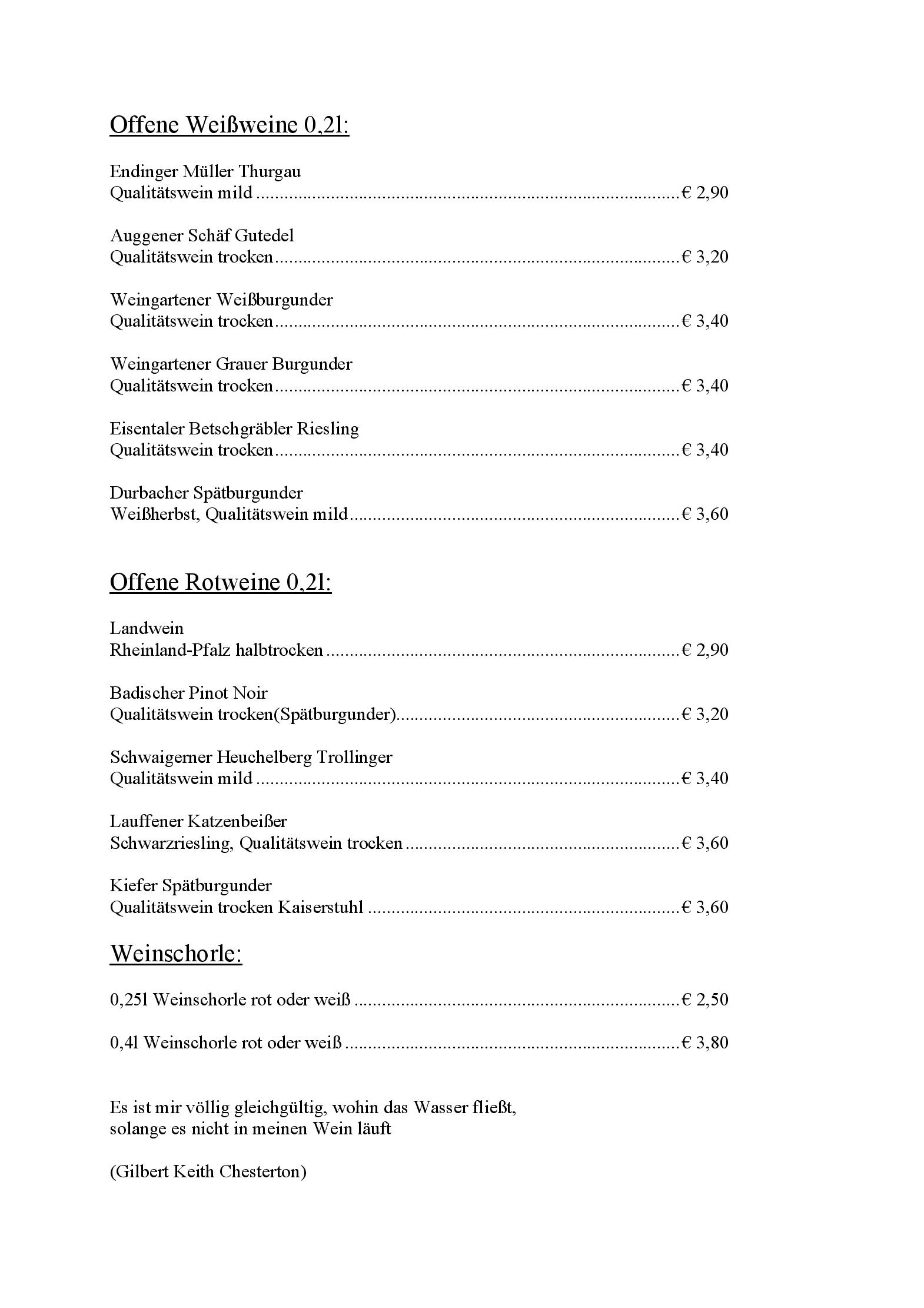 Speisekarte