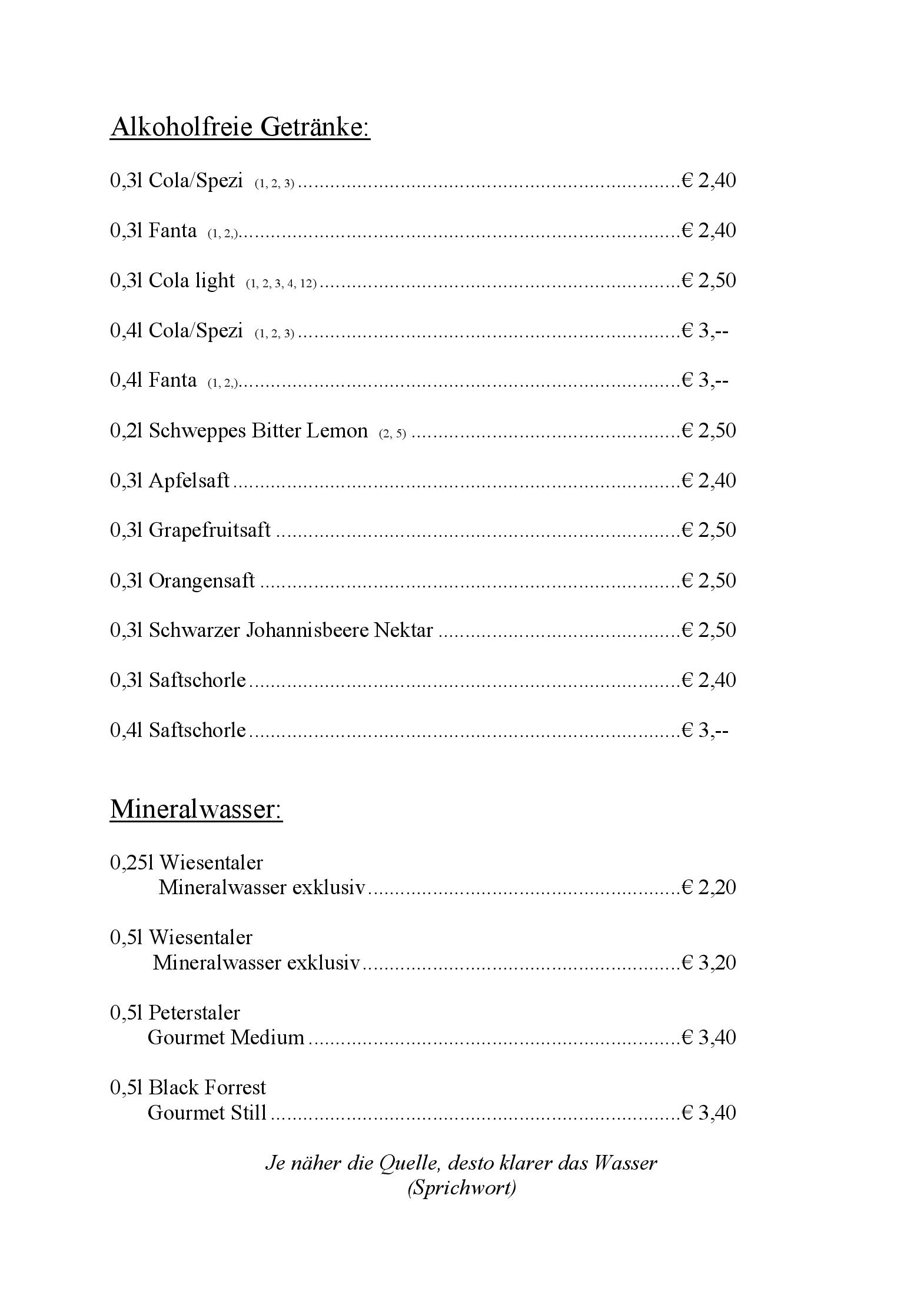 Speisekarte