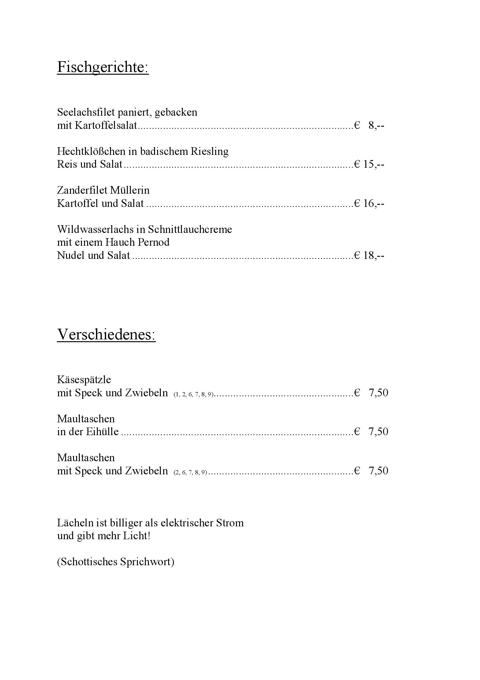 Speisekarte