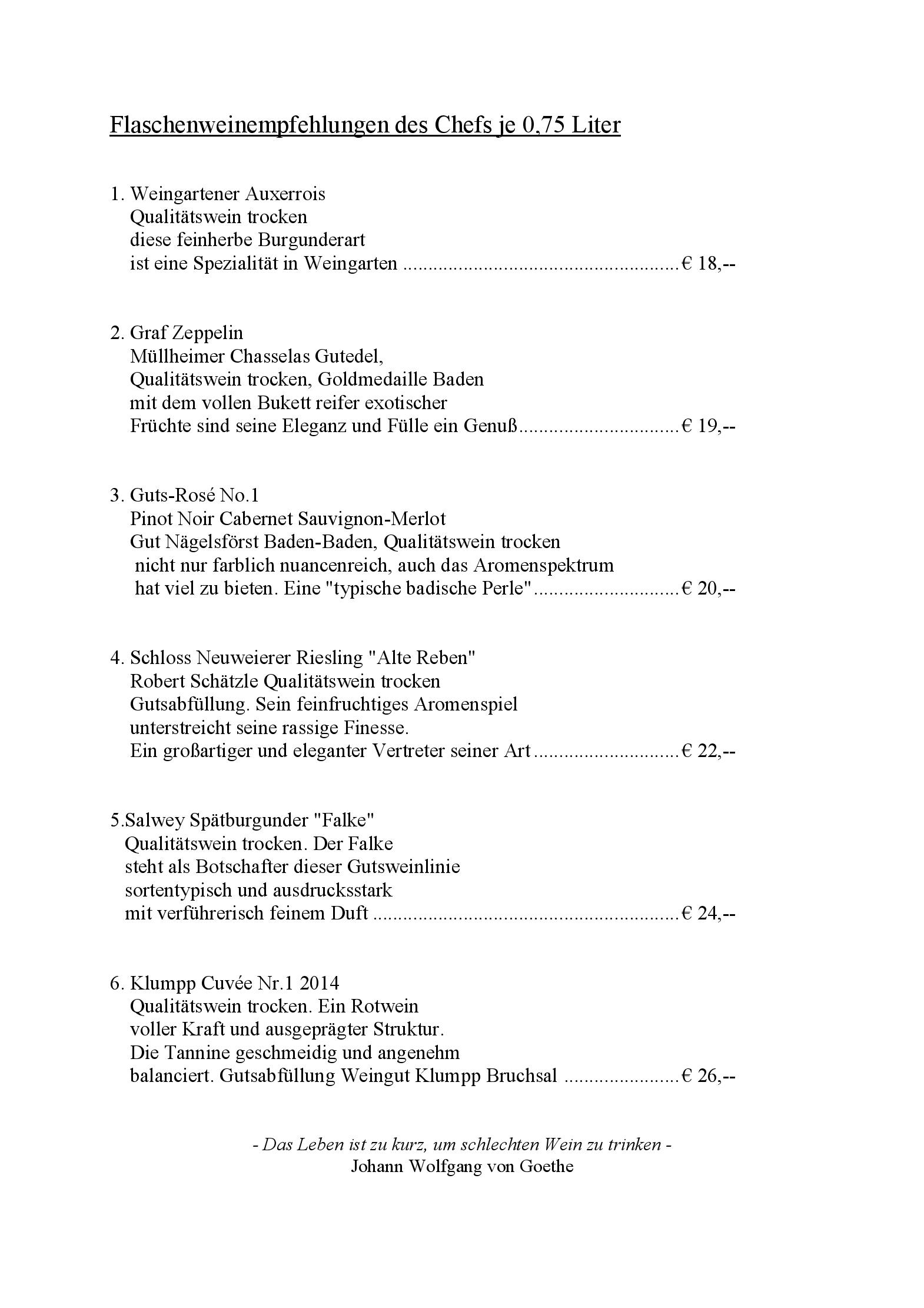 Speisekarte