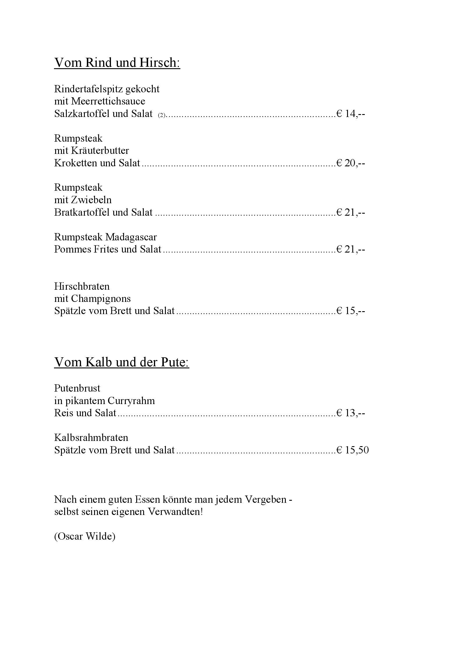 Speisekarte